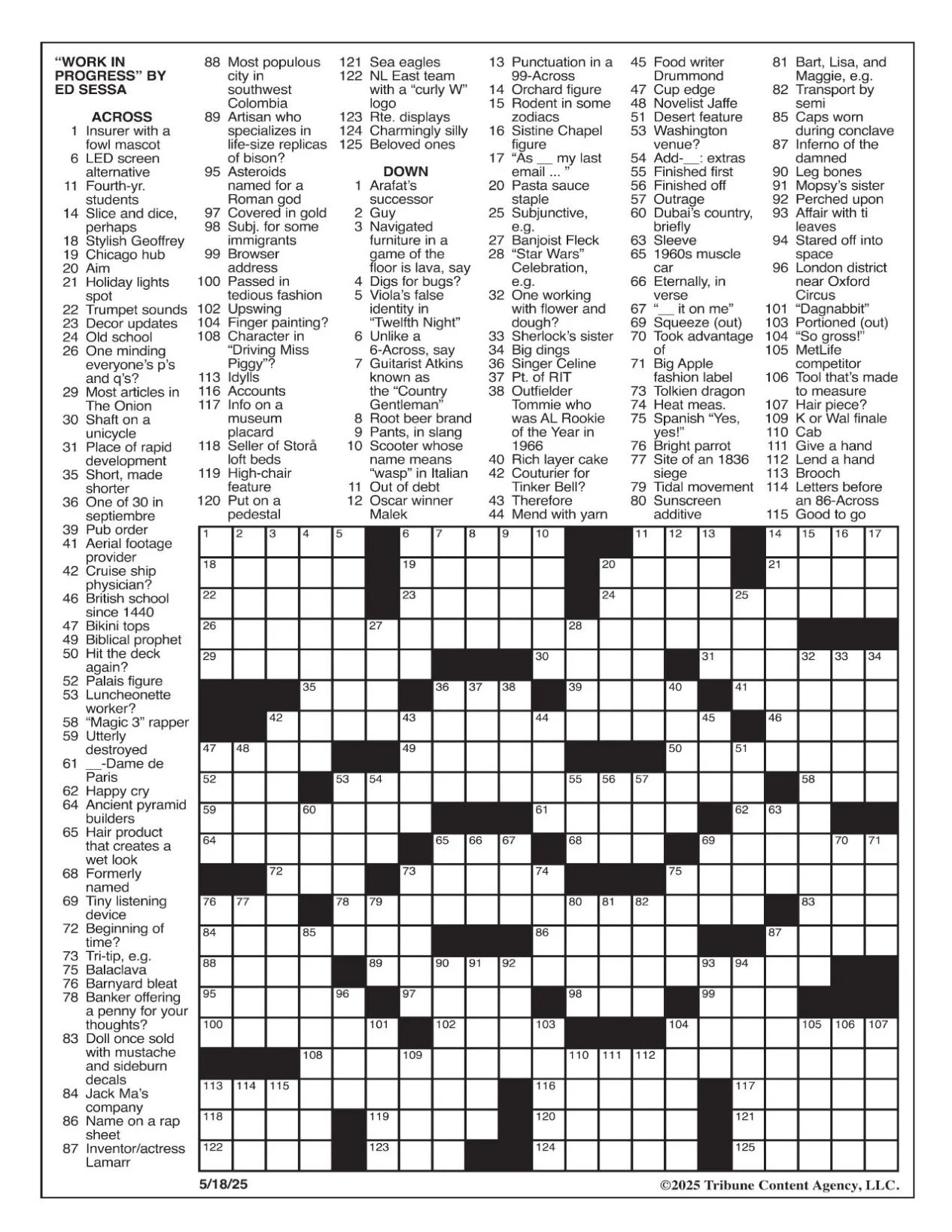 LA Times Crossword May 18 2025 Crosswords Yakimaherald