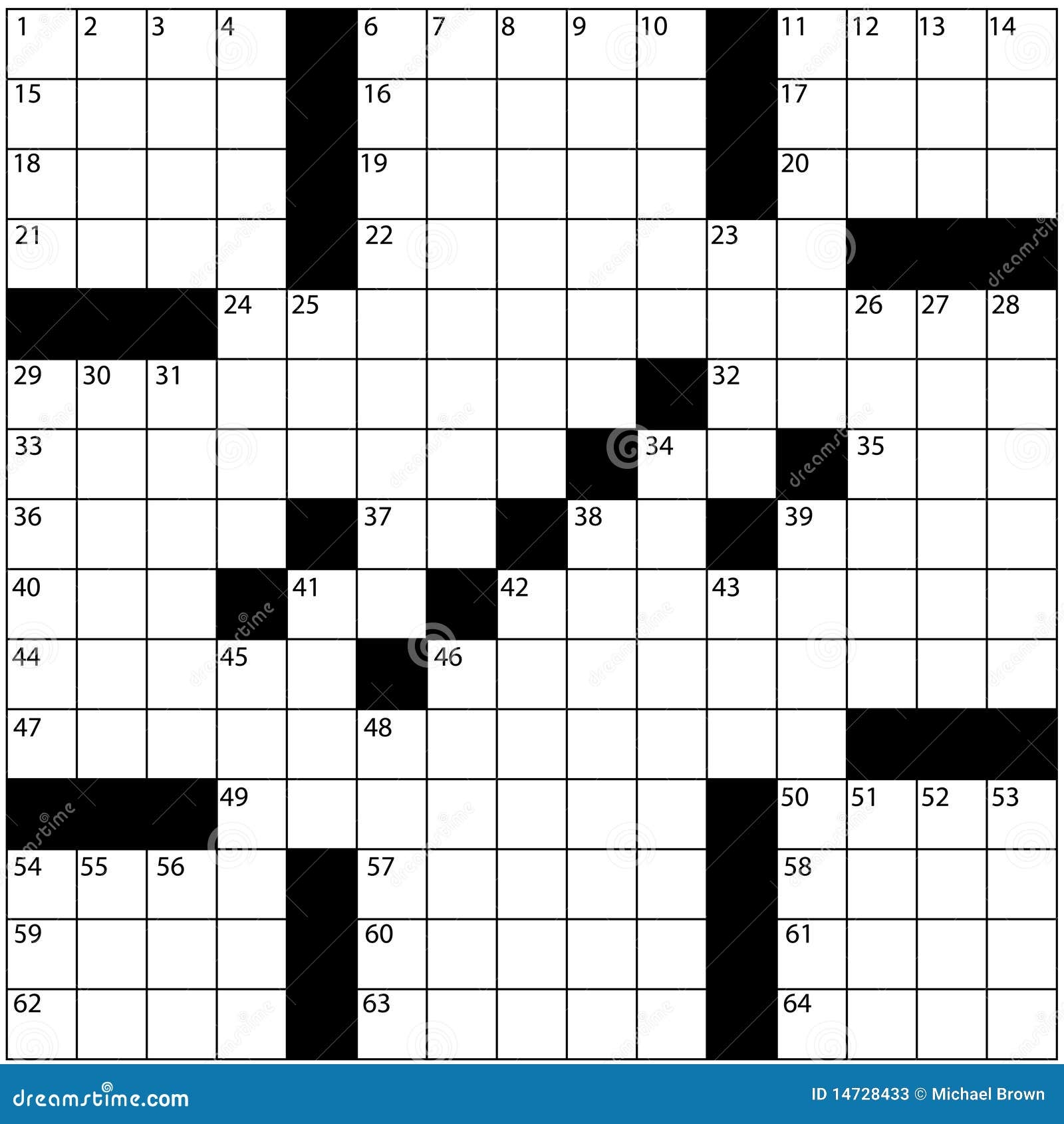 Large Newspaper Crossword Puzzle Grid Numbers Stock Illustration Worksheets Library