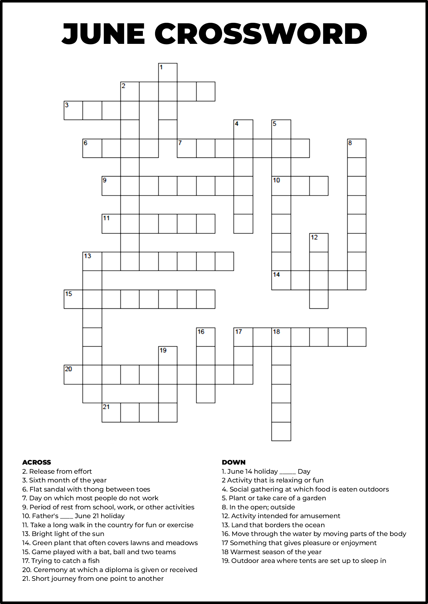 Large Print Easy Crossword Puzzles 10 Free PDF Printables Printablee