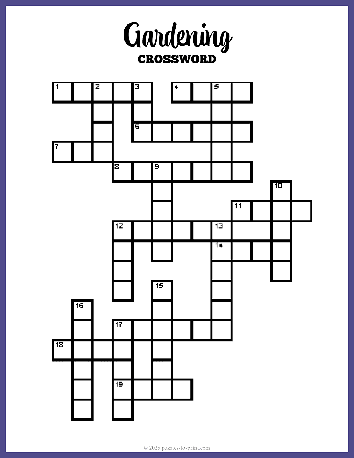 Large Print Gardening Crossword