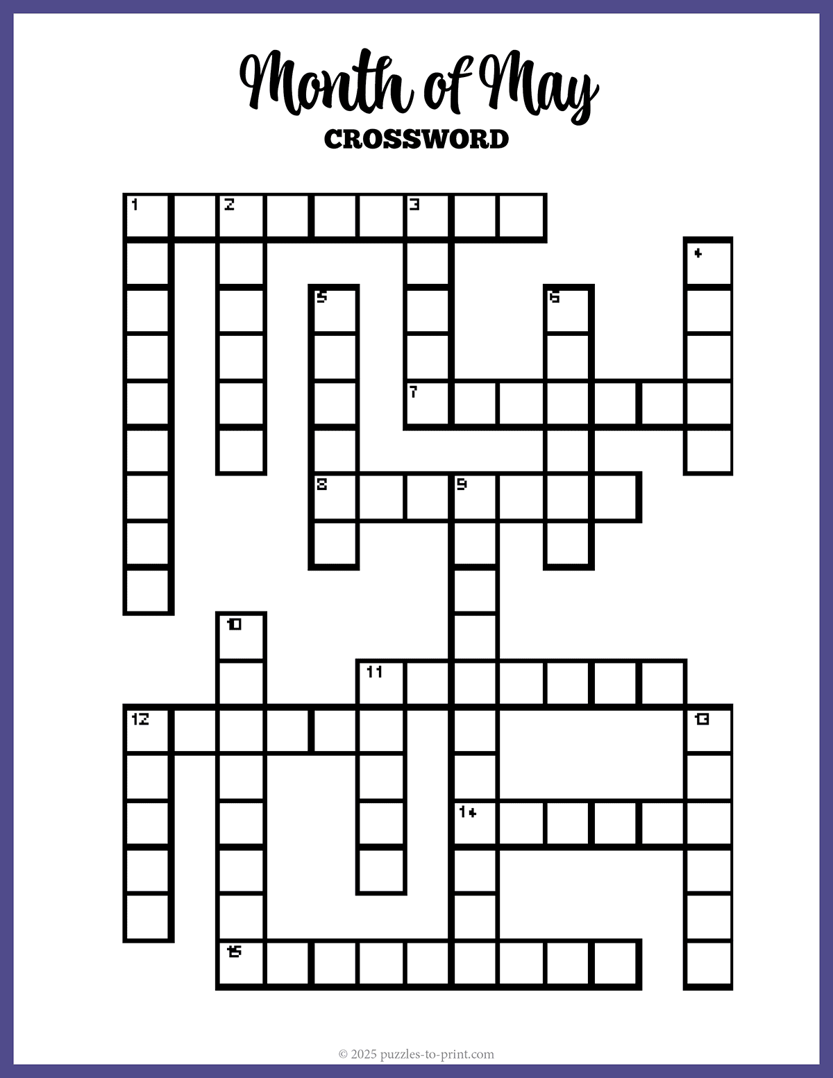 Large Print May Crossword
