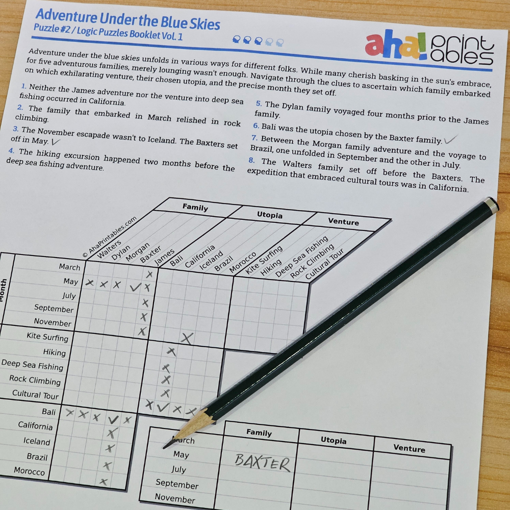 Logic Puzzles Aha Printables