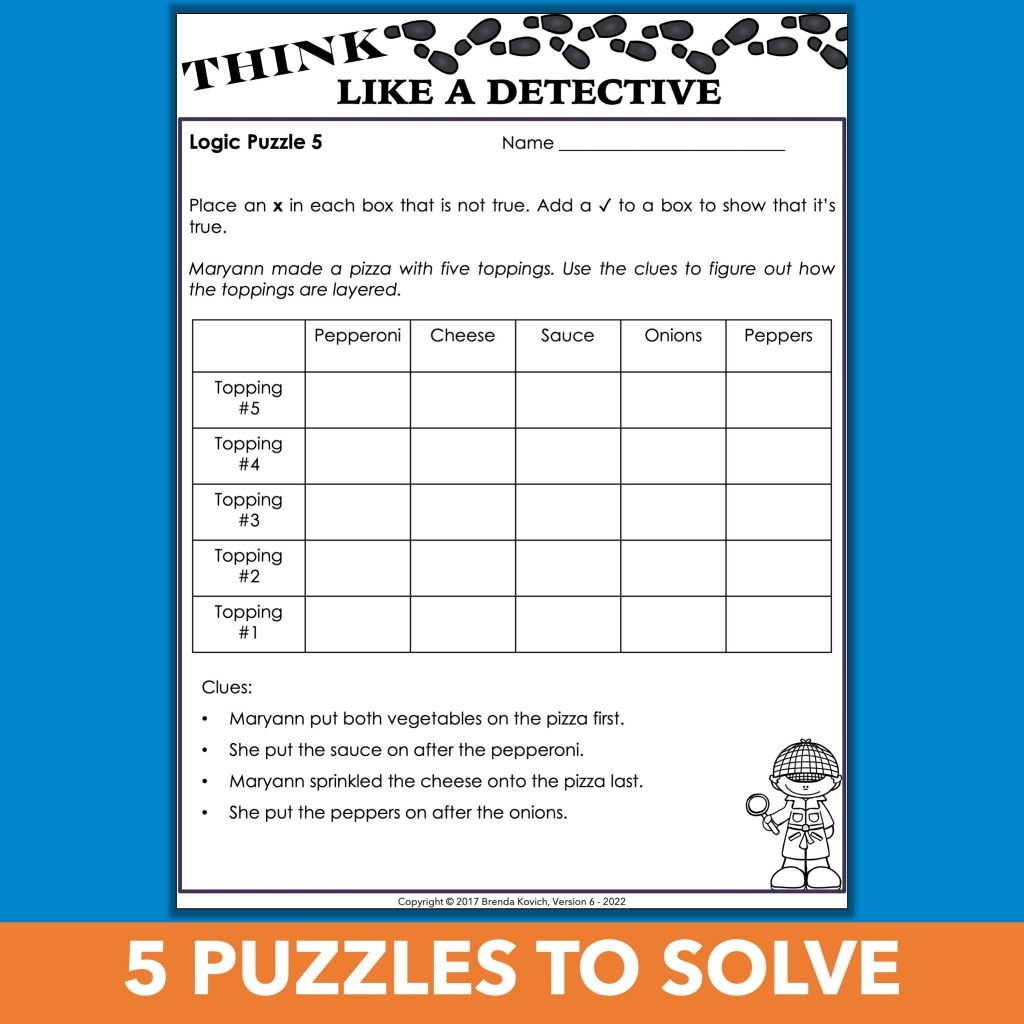 Logic Puzzles For Kids Deductive Reasoning Make Your Own 