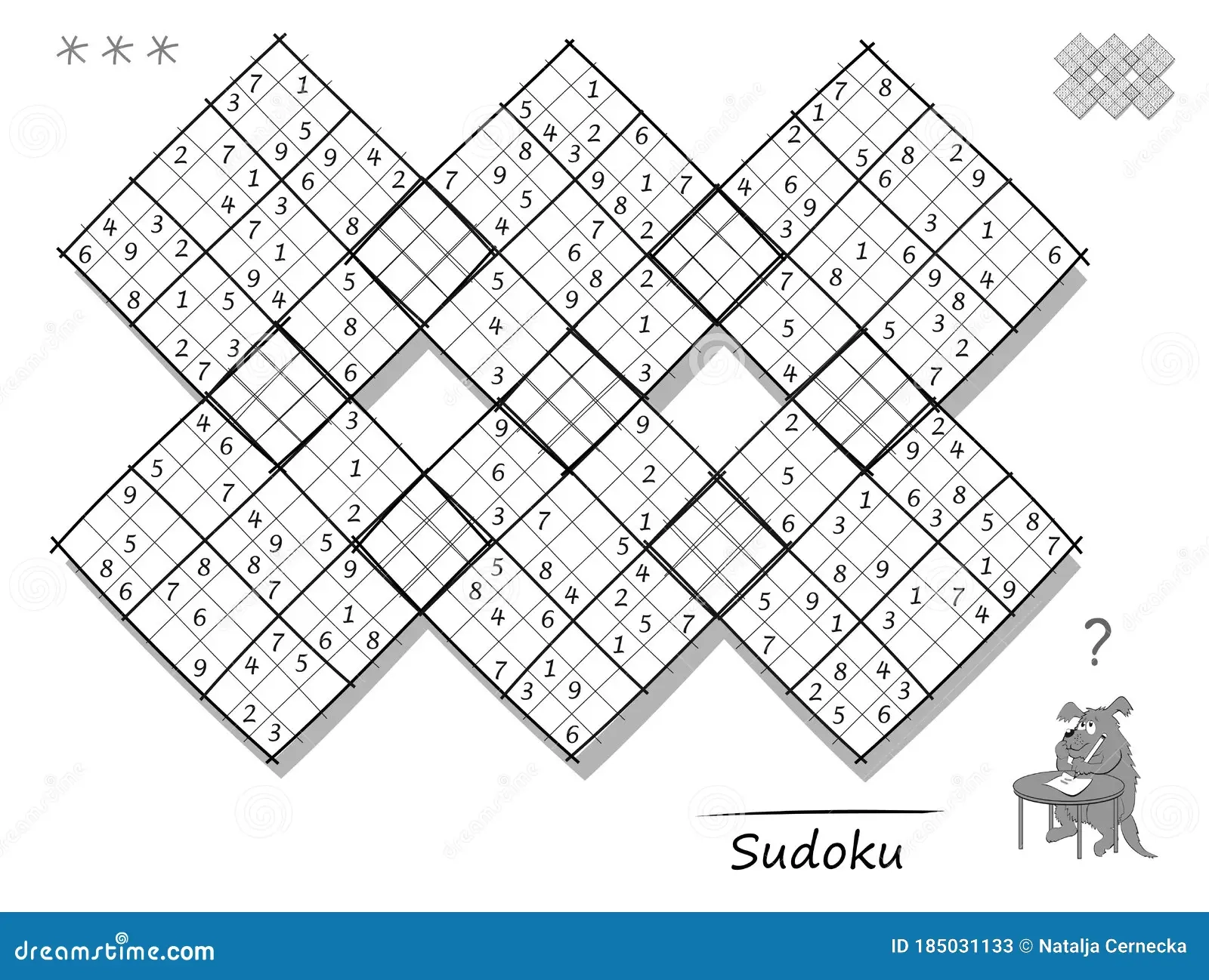 Logic Sudoku Diagonal Game For Children And Adults Big Puzzle With 6 Squares Difficult Level Stock Vector Illustration Of Mathematics Answer 185031133