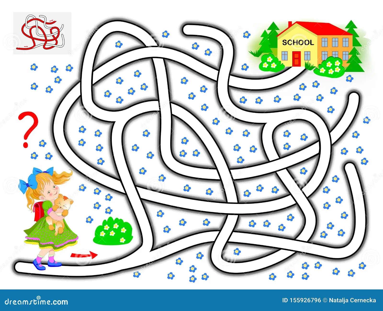 Logical Puzzle Game With Labyrinth For Children Help The Little Girl Find The Way Till The School Stock Vector Illustration Of Baby Children 155926796