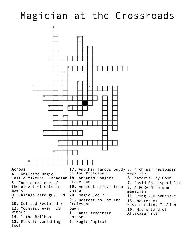 Magician At The Crossroads Crossword WordMint