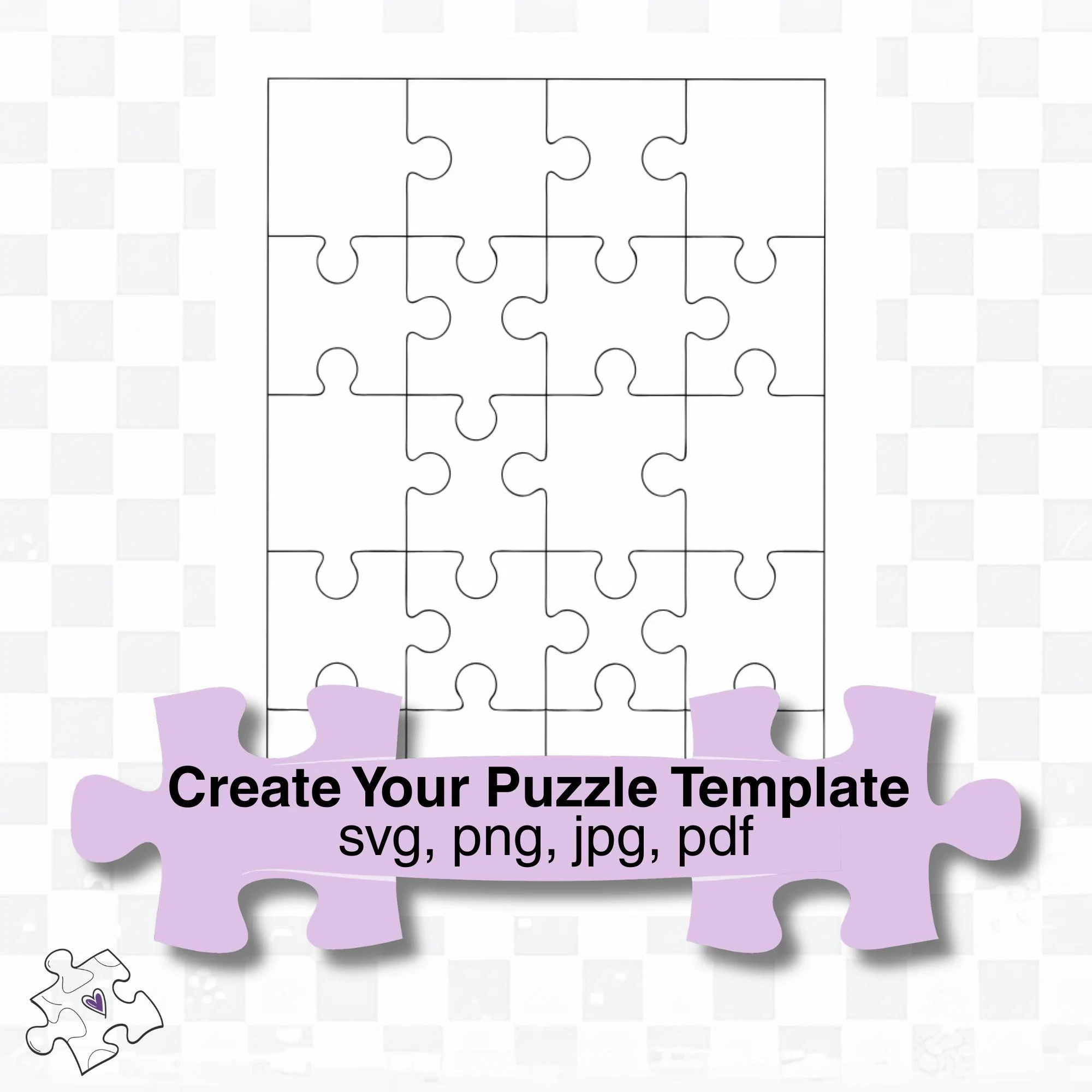 Make Your Own Puzzle 20 Pieces Puzzle Template PNG SVG Pdf Jpg Create Your DIY Jigsaw Printable Blank Puzzle Clipart Template Etsy