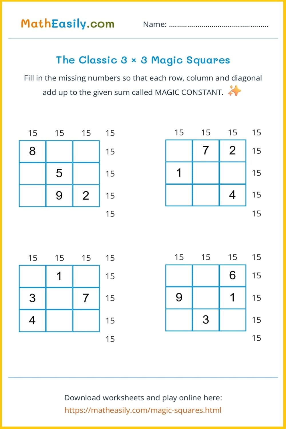 Math Puzzle Games ONLINE Printable