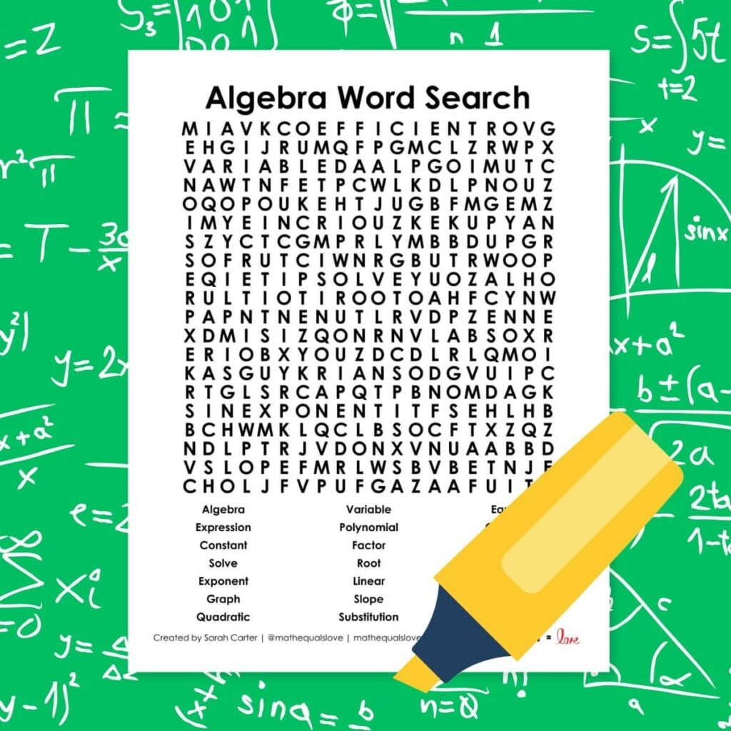 Math Word Search Puzzle Collection Math Love