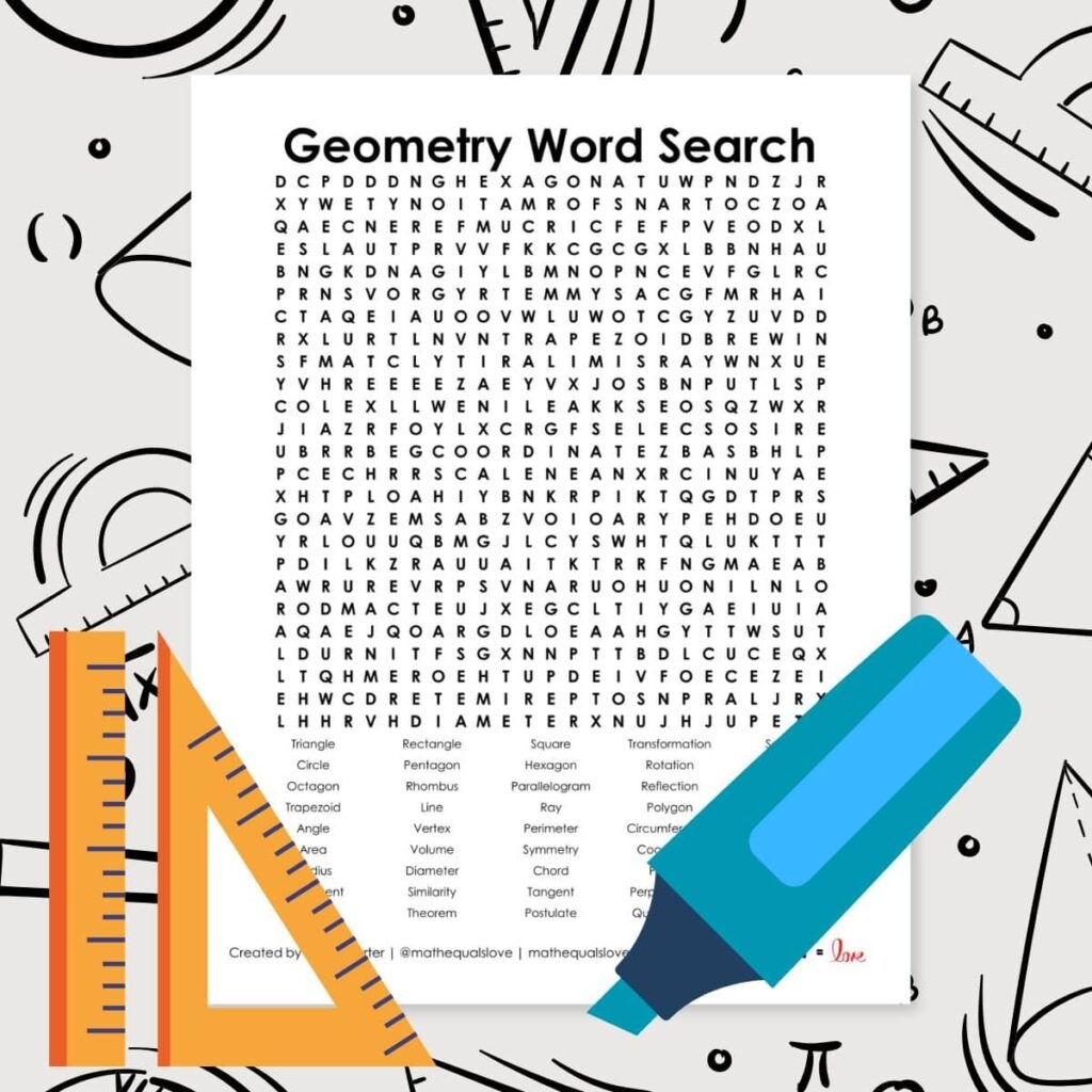 Math Word Search Puzzle Collection Math Love