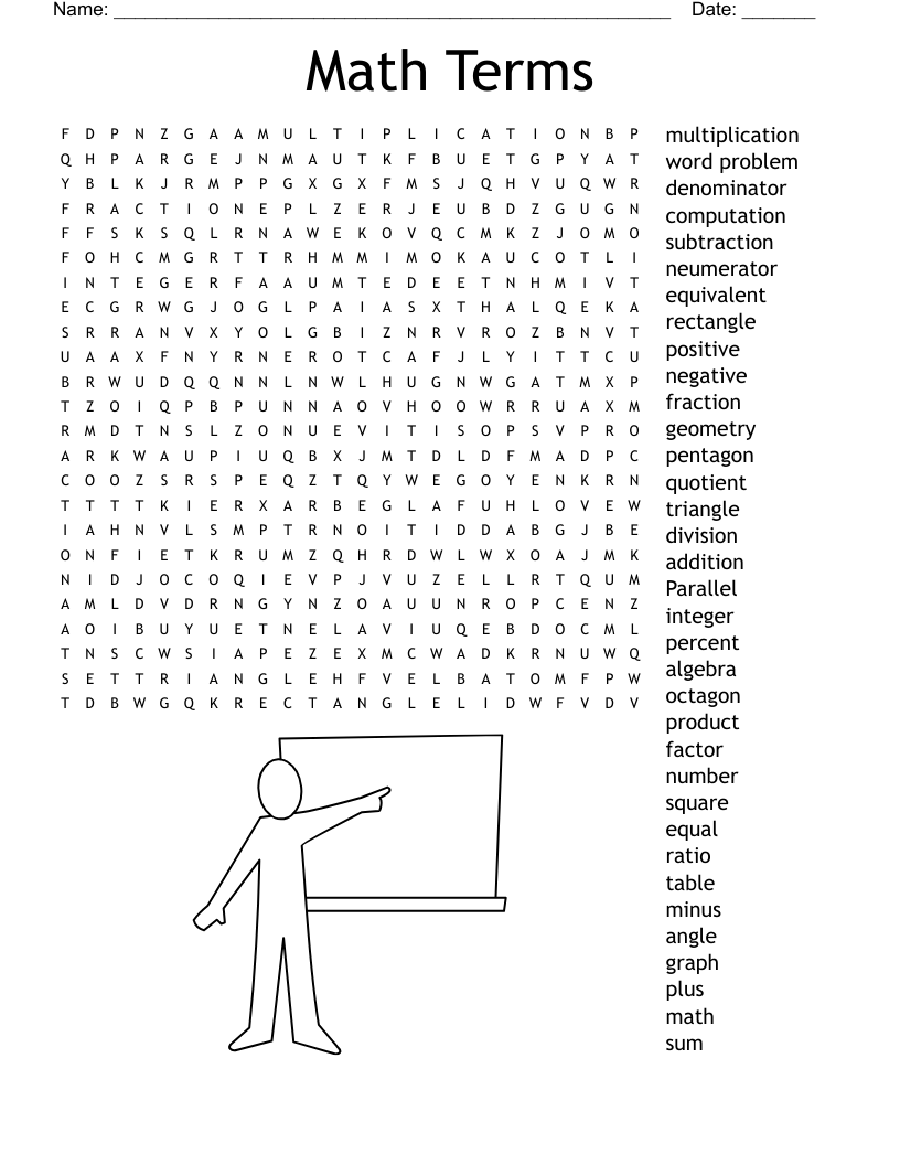 Math Words Word Search WordMint