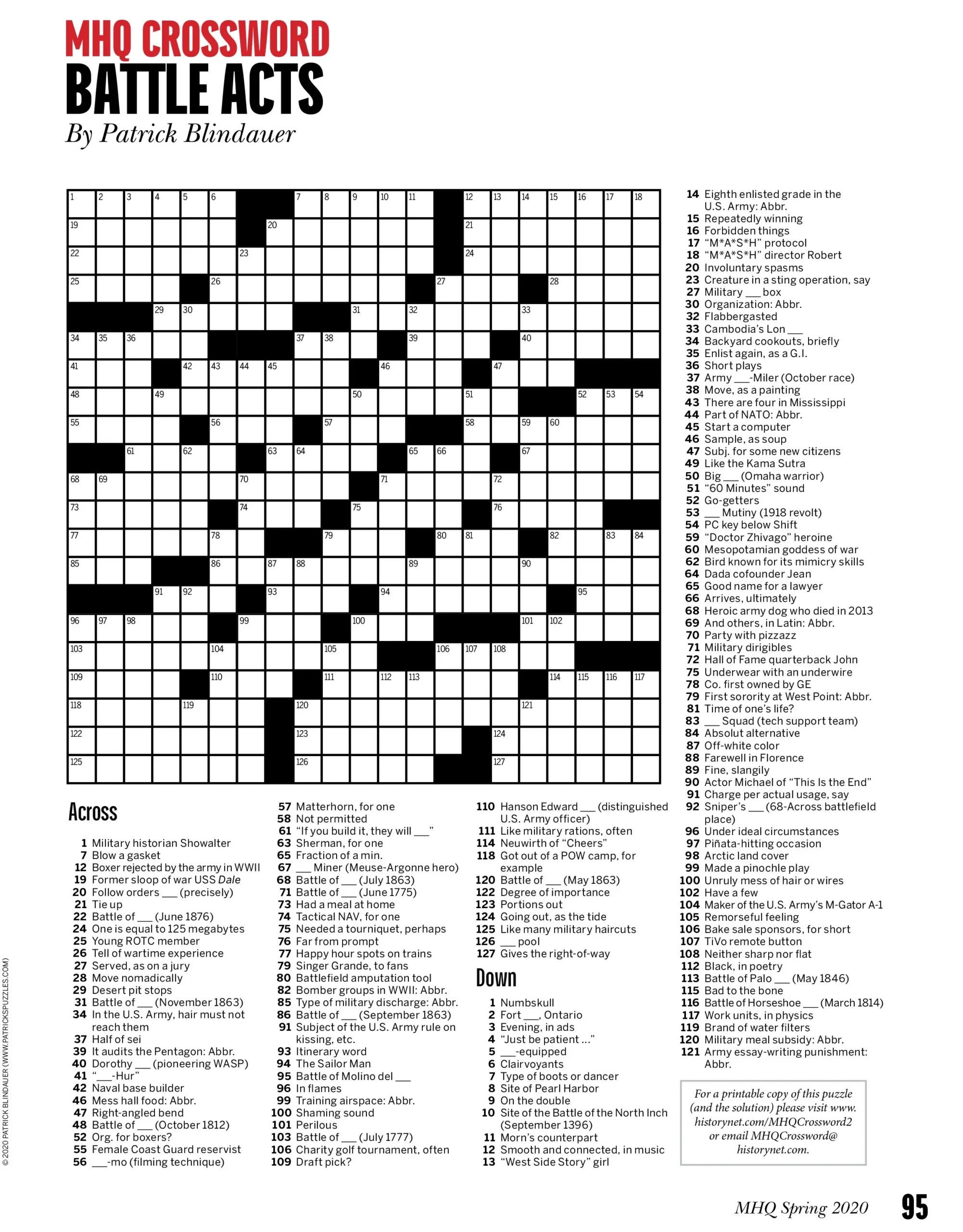 MHQ Crossword Puzzle 2 Battle Acts