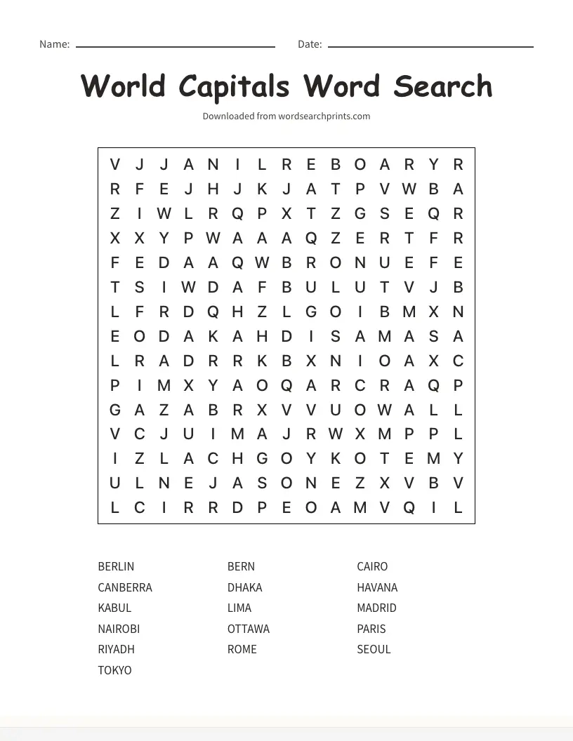 Middle School Word Search Puzzles Word Search
