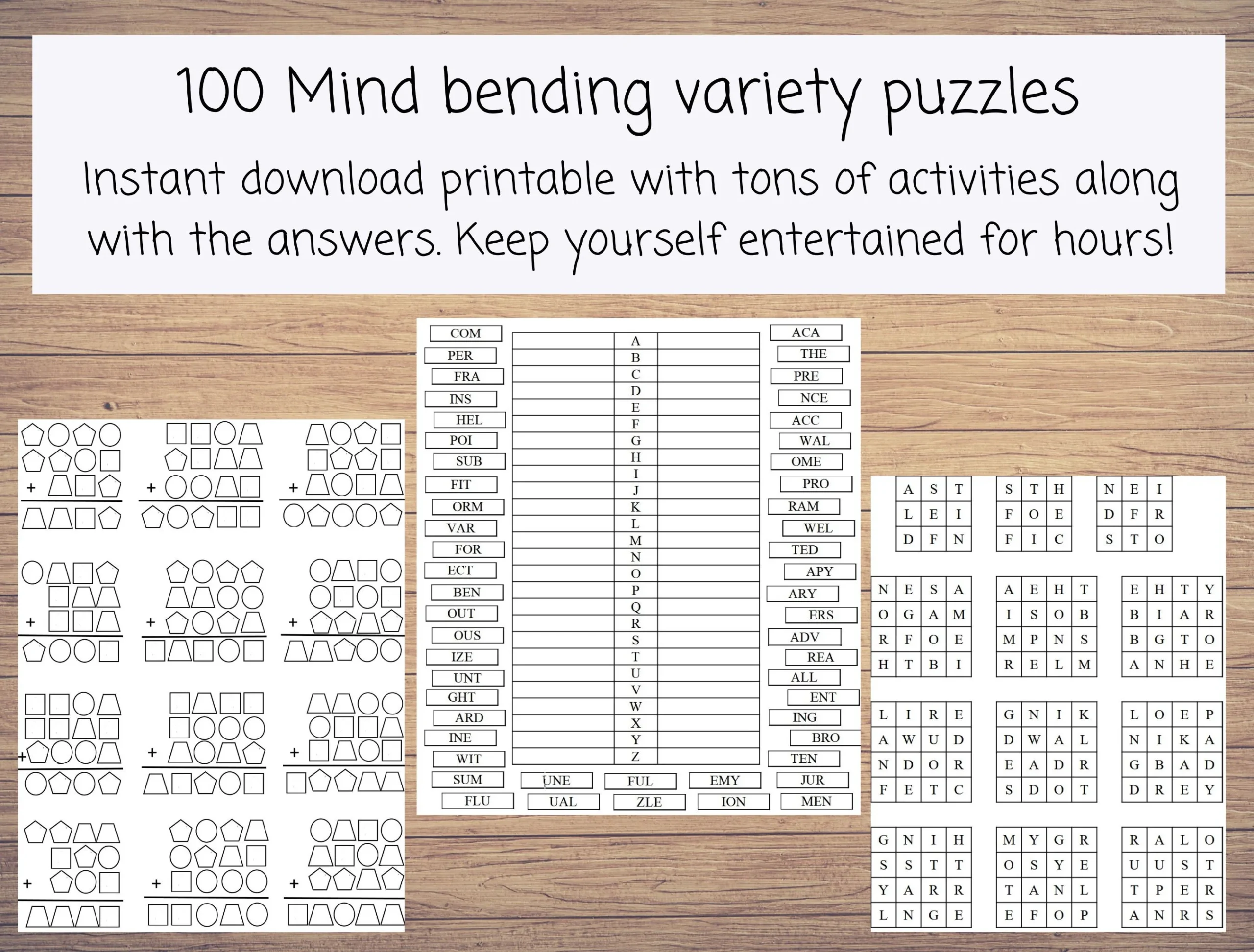 Mind Bending Variety Puzzles With 100 Different Kinds Of Adult Activities Logic Games And Brain Teasers For Adults And Teenagers Etsy