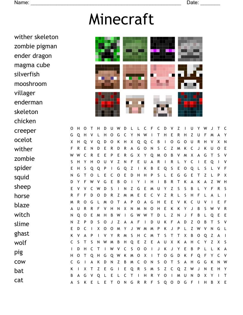 Minecraft Crossword WordMint