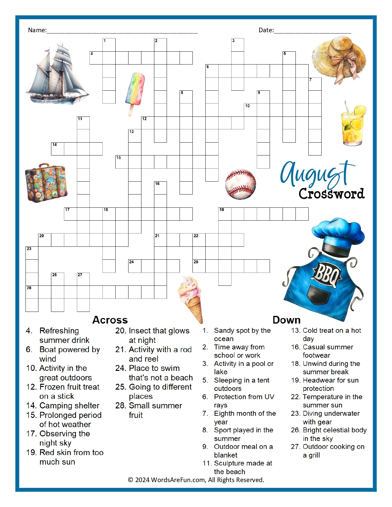 Month Specific Crossword Puzzles