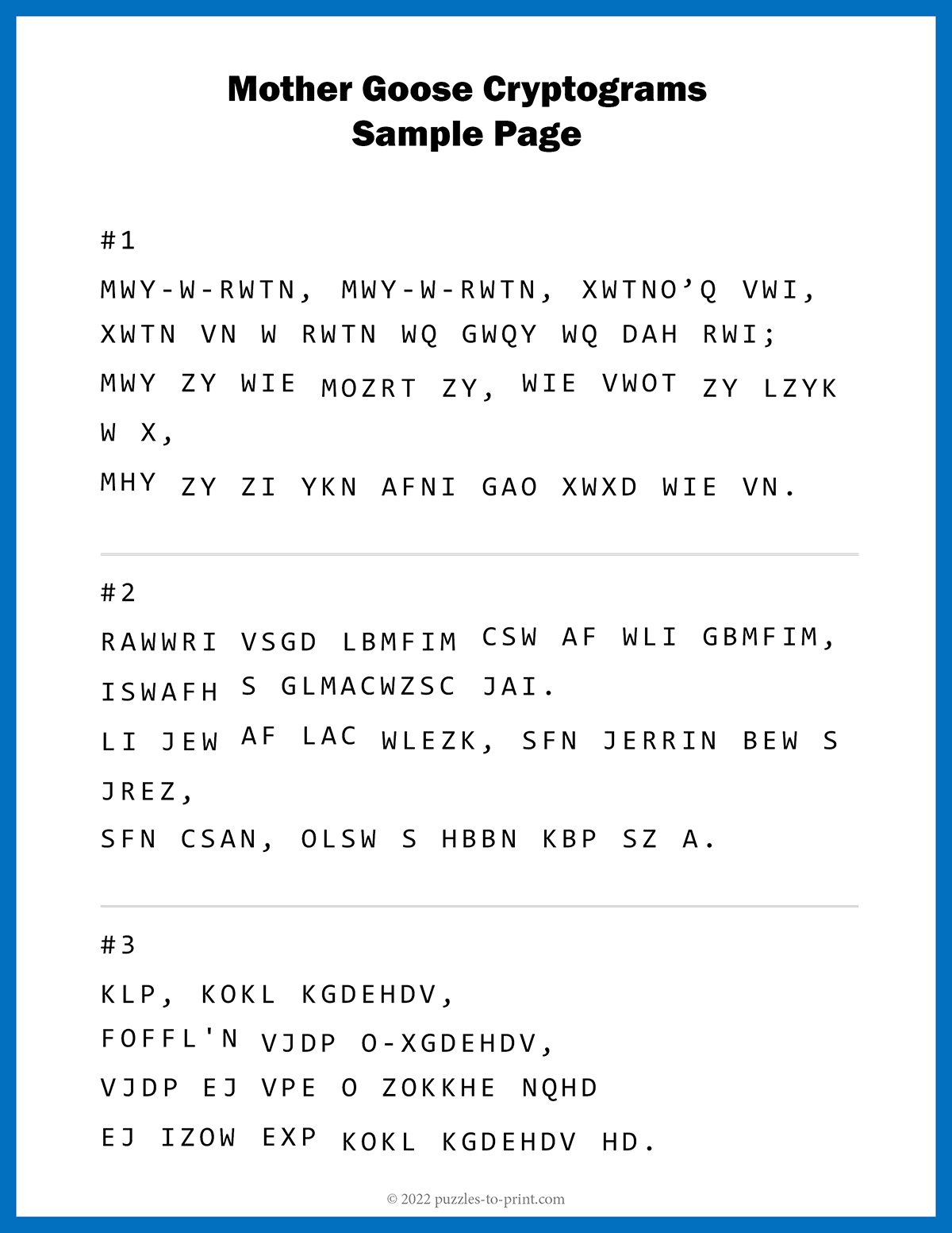 Mother Goose Cryptograms