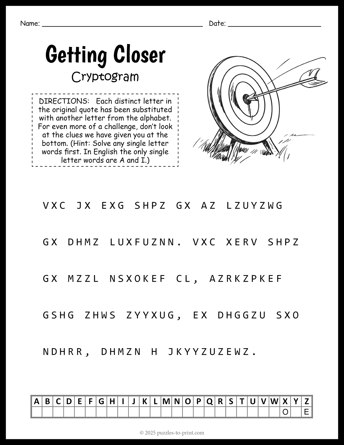 Motivational Progress Cryptogram