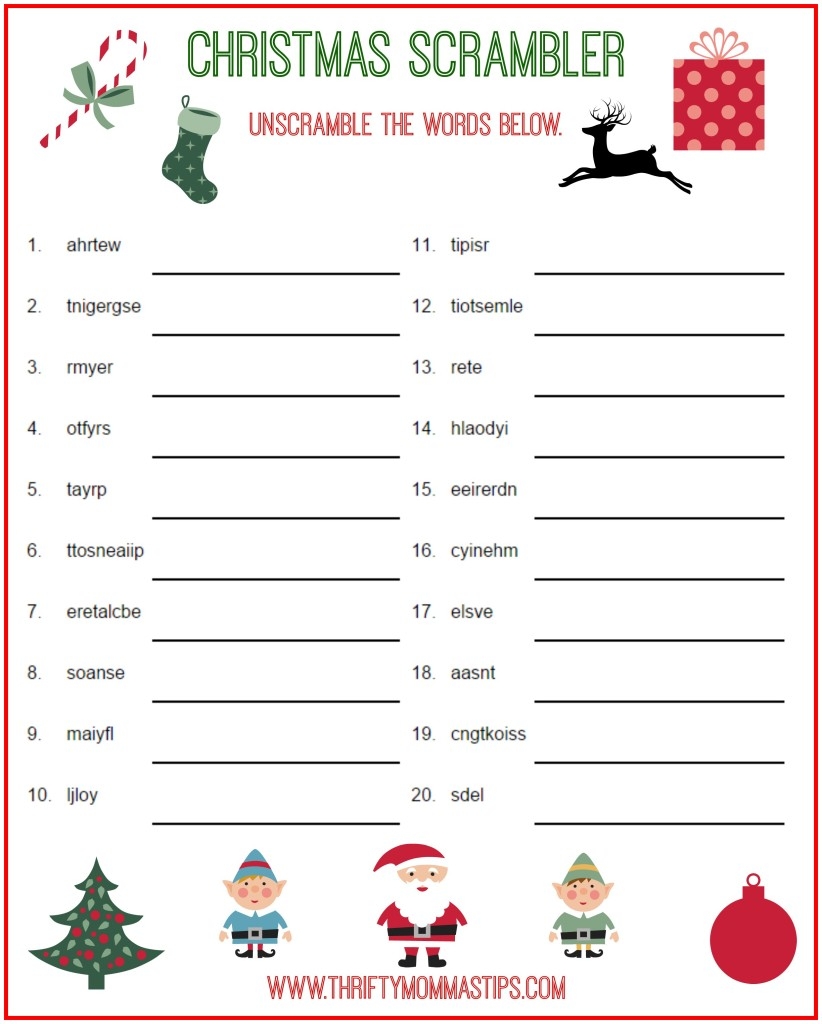 My Christmas Scrambler Answers Free Printable Thrifty Mommas Tips