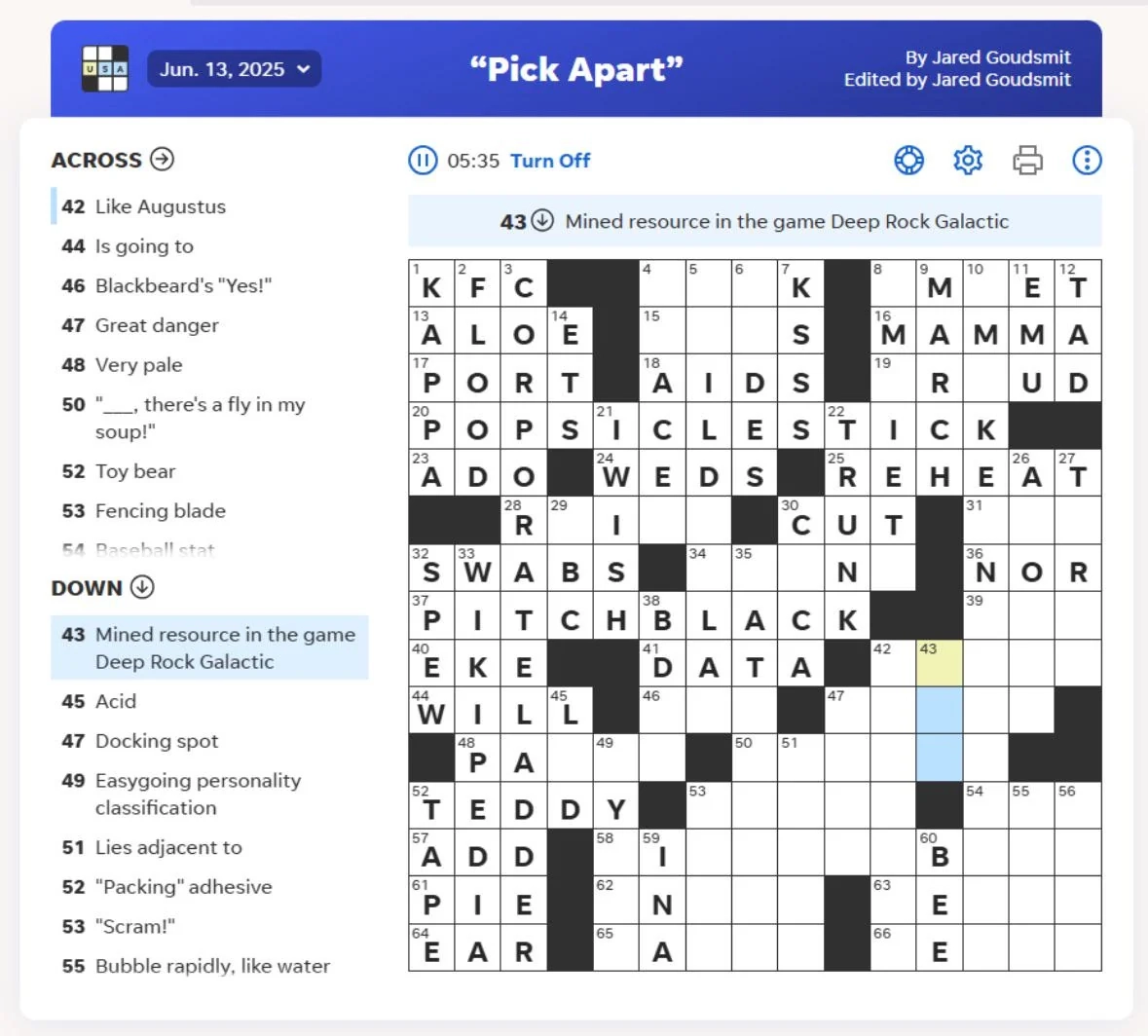Need Help On USA Today Crossword R DeepRockGalactic