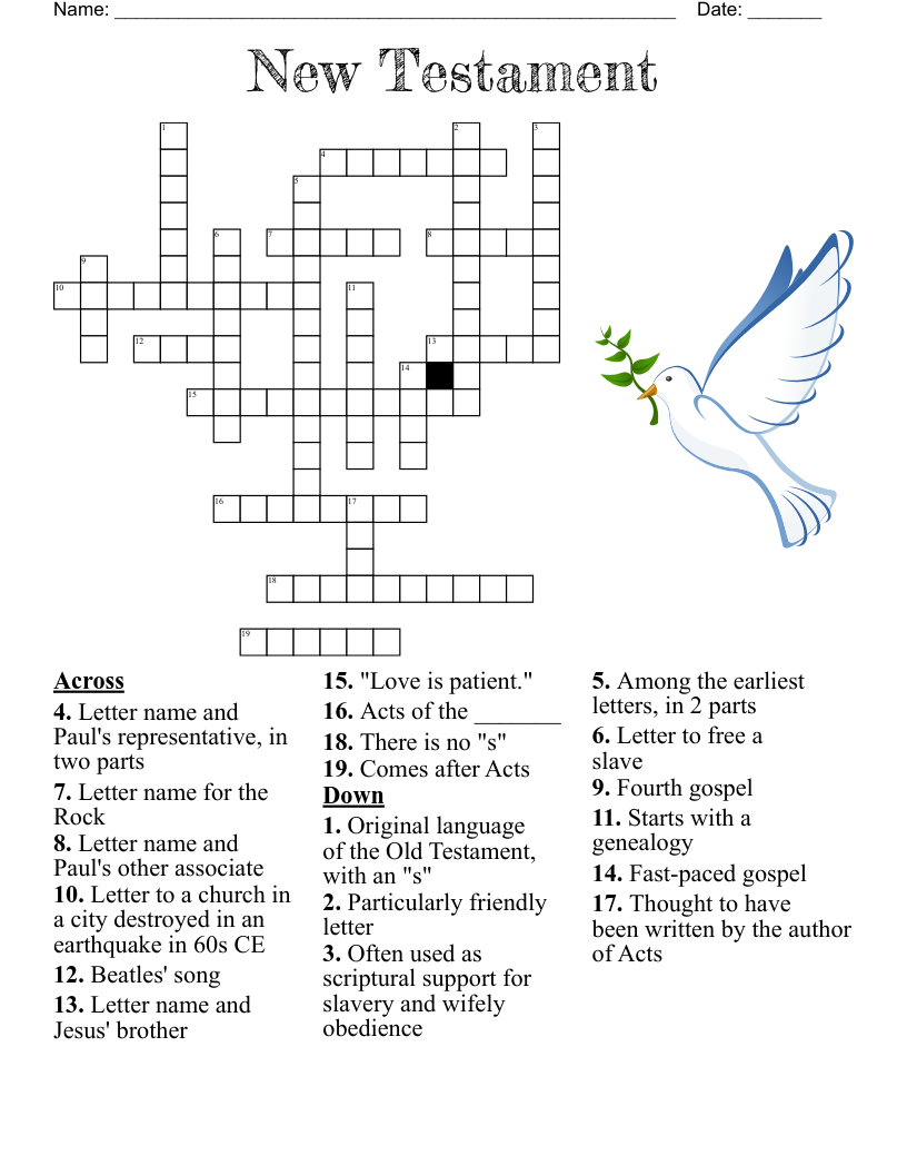 New Testament Crossword WordMint