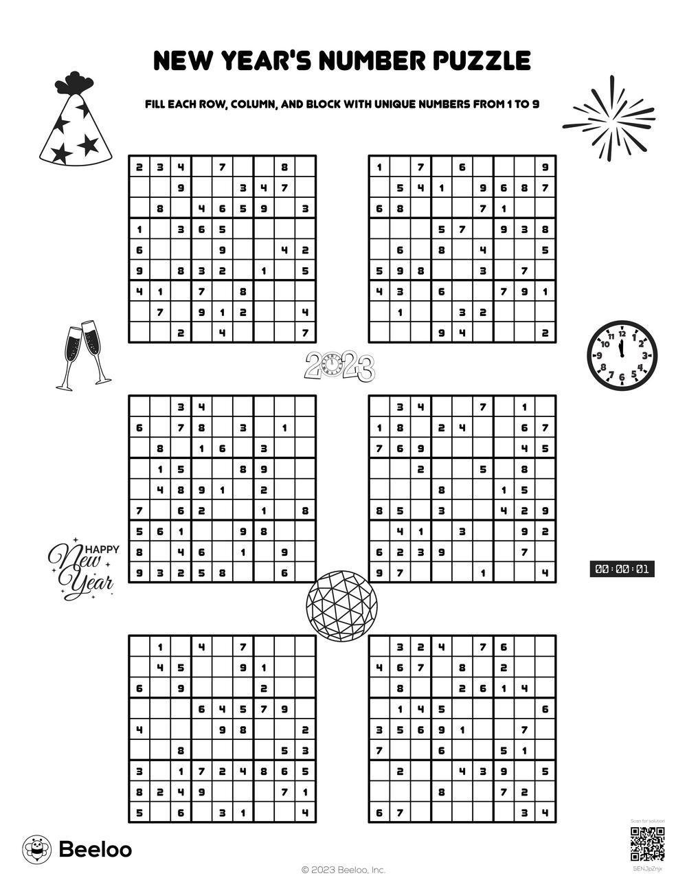 New Year s Number Puzzle Beeloo Printable Crafts And Activities For Kids