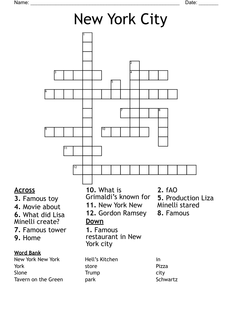 New York City Crossword WordMint