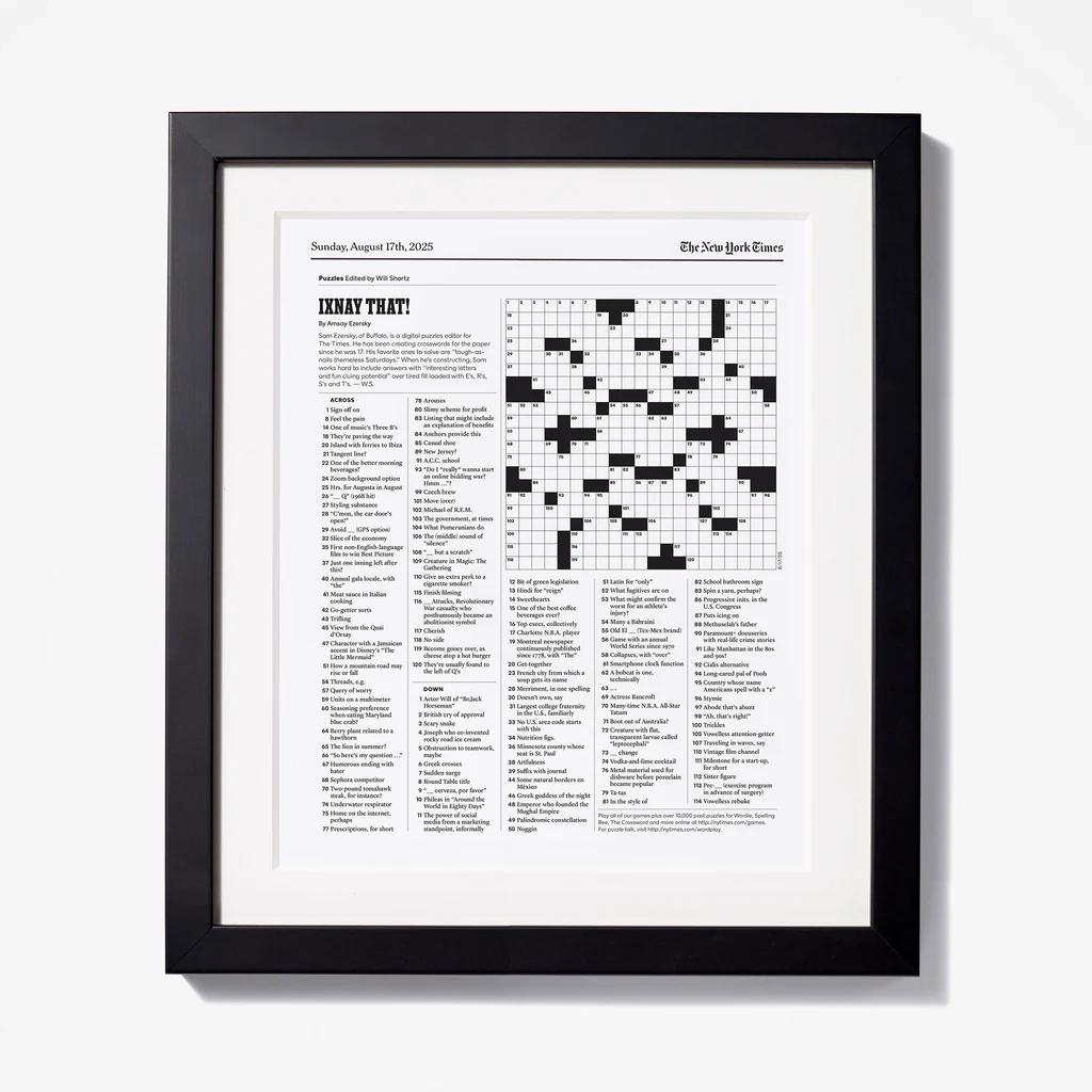 New York Times Crossword Puzzle Reprint The New York Times Store