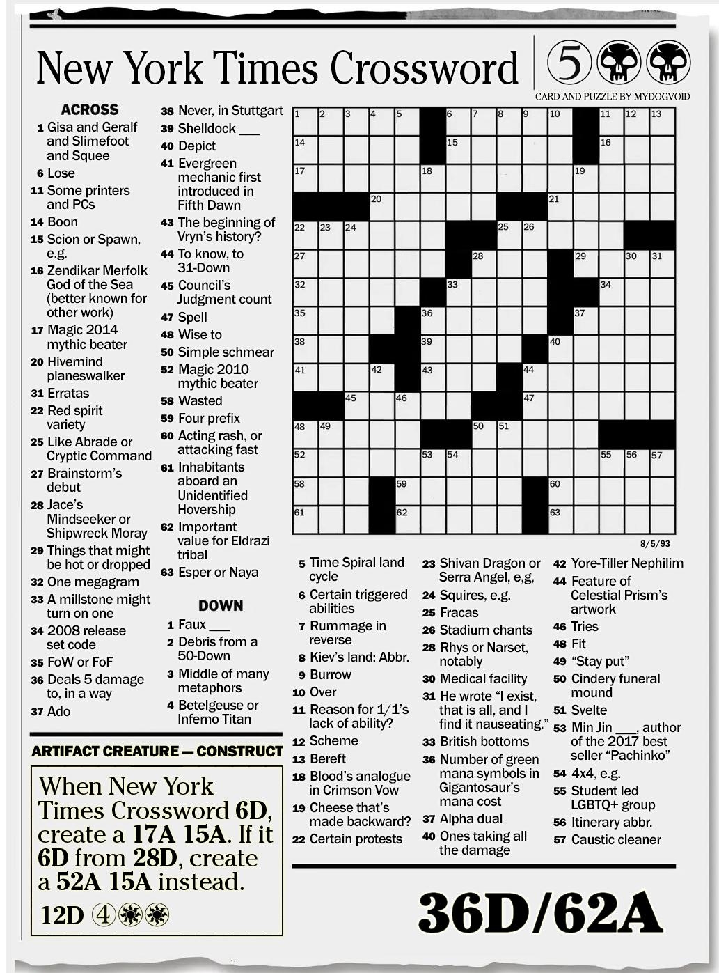 New York Times Crossword reuploaded To Fix A Typo R HellsCube