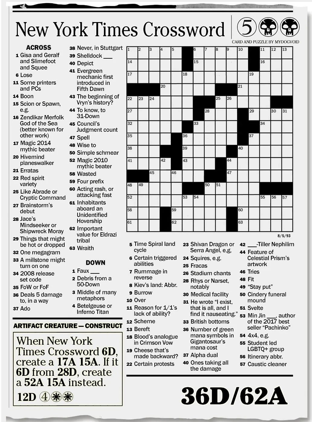 New York Times Crossword x post From R HellsCube R magicTCG