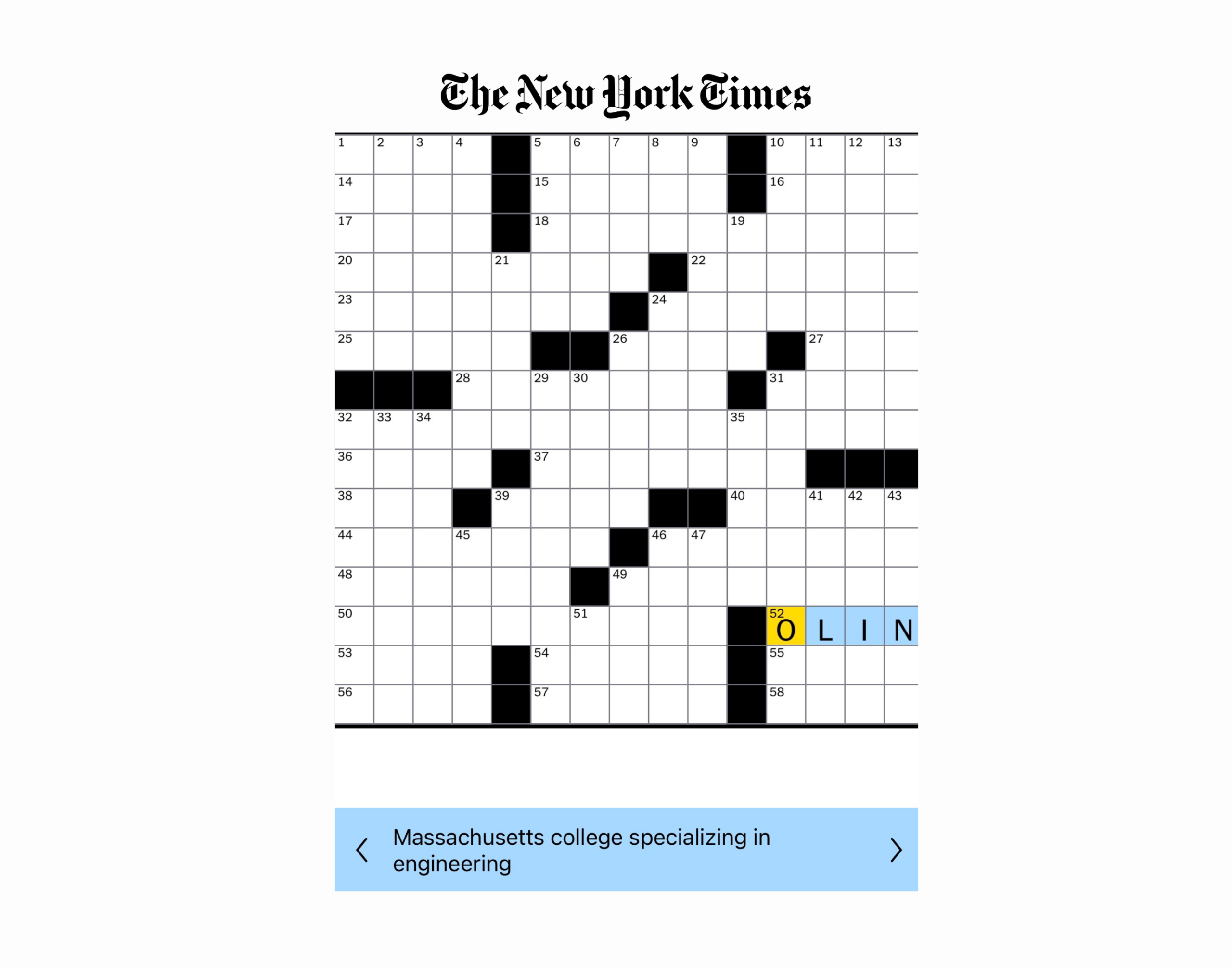 NEWS Olin Is The Answer The NYT Features Olin College In Famous Crossword Olin College Of Engineering