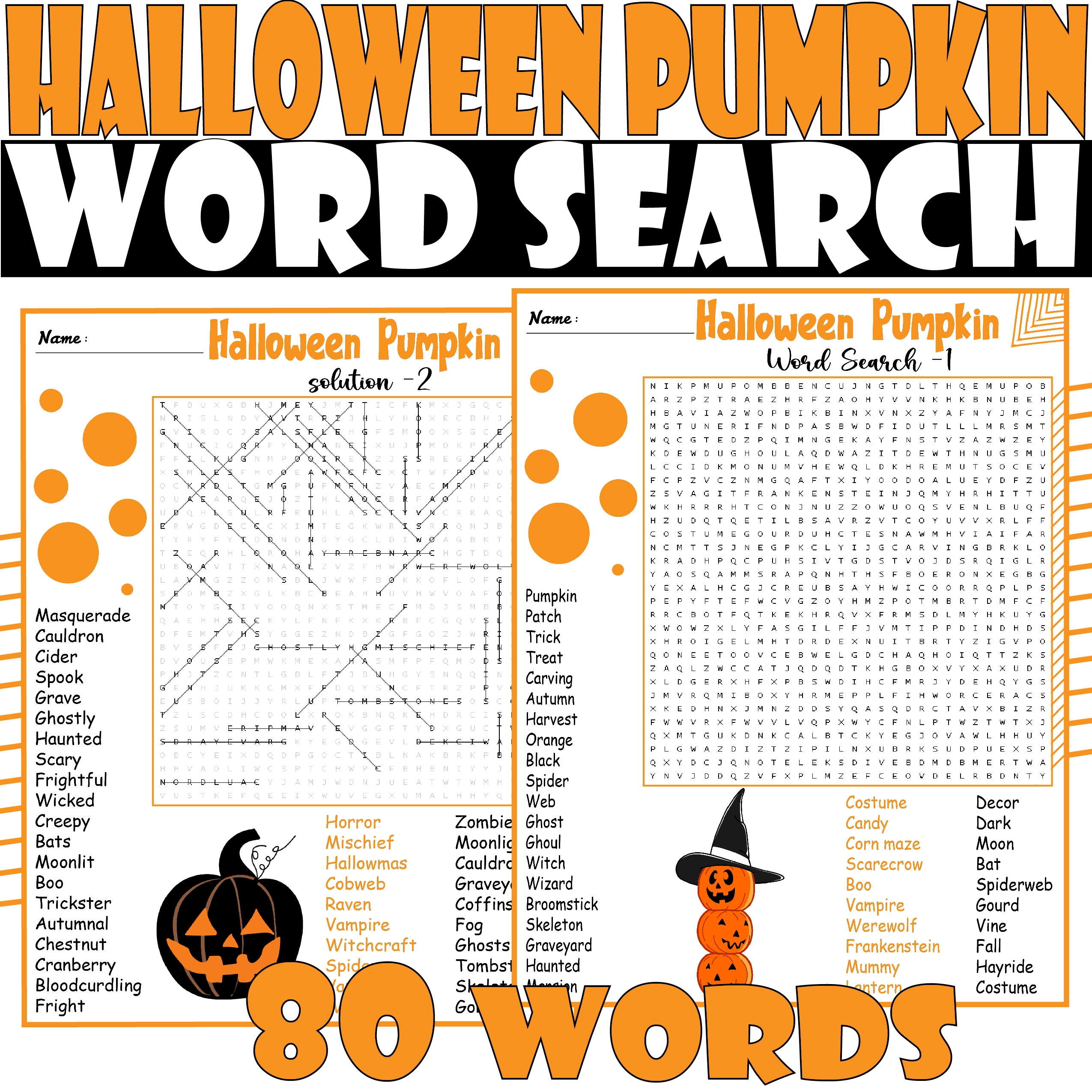 No Prep Halloween Pumpkin Patch Word Search Puzzle Halloween Pumpkin Activities Made By Teachers