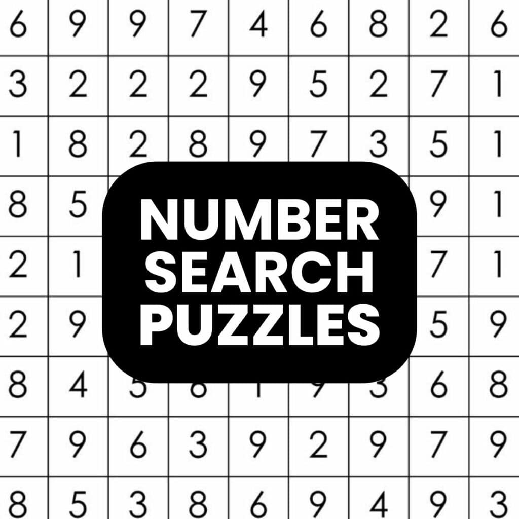 Number Search Puzzles 20x20 Math Love