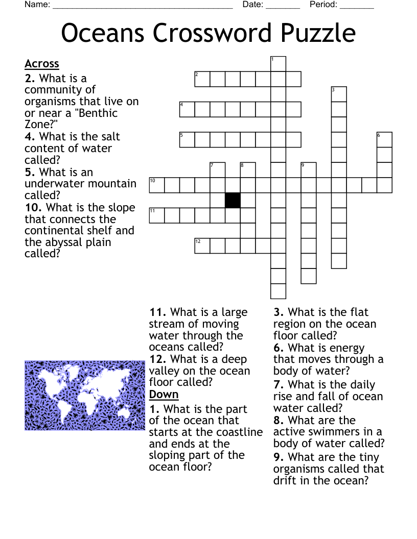 Oceans Crossword Puzzle WordMint