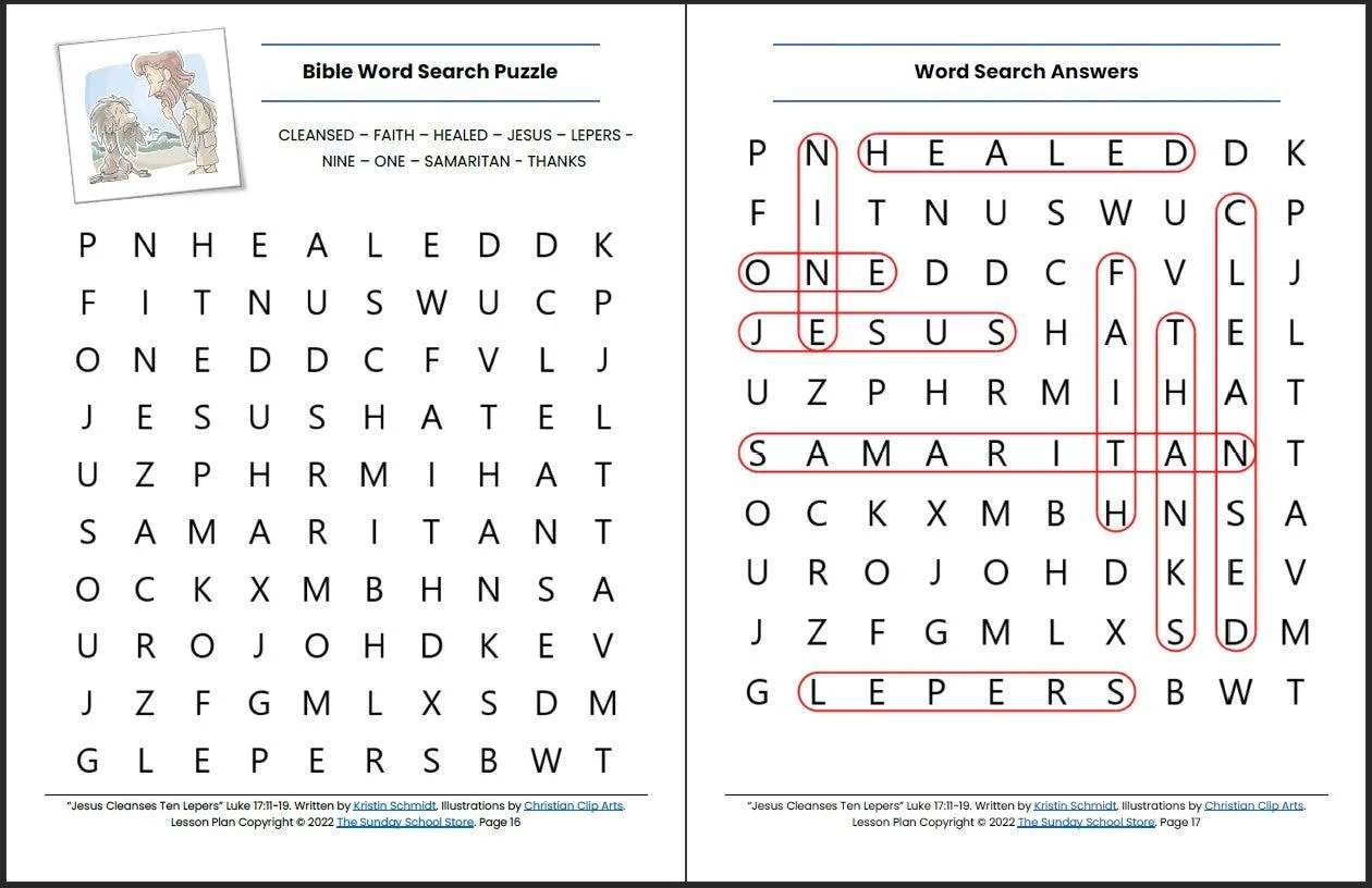 One Thankful Leper Luke 17 11 19 Printable Bible Lesson Sunday Sch Sunday School Store