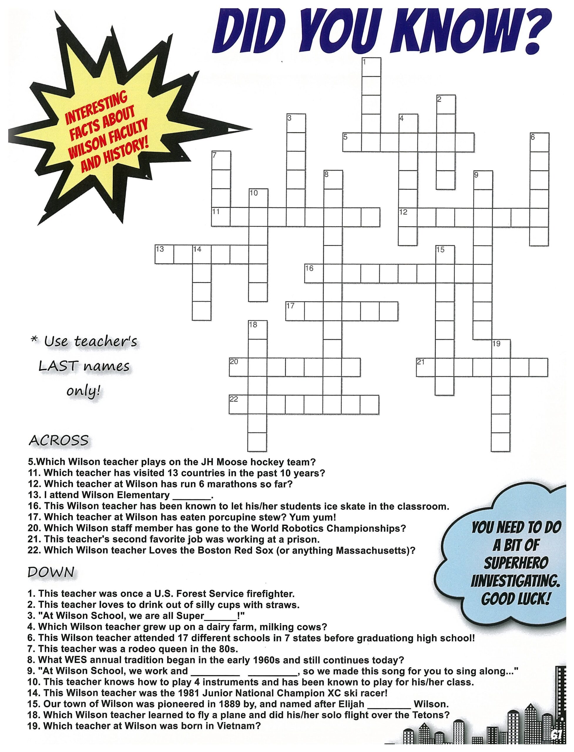 Our Heroes Are Here Crossword Printable Study Planner