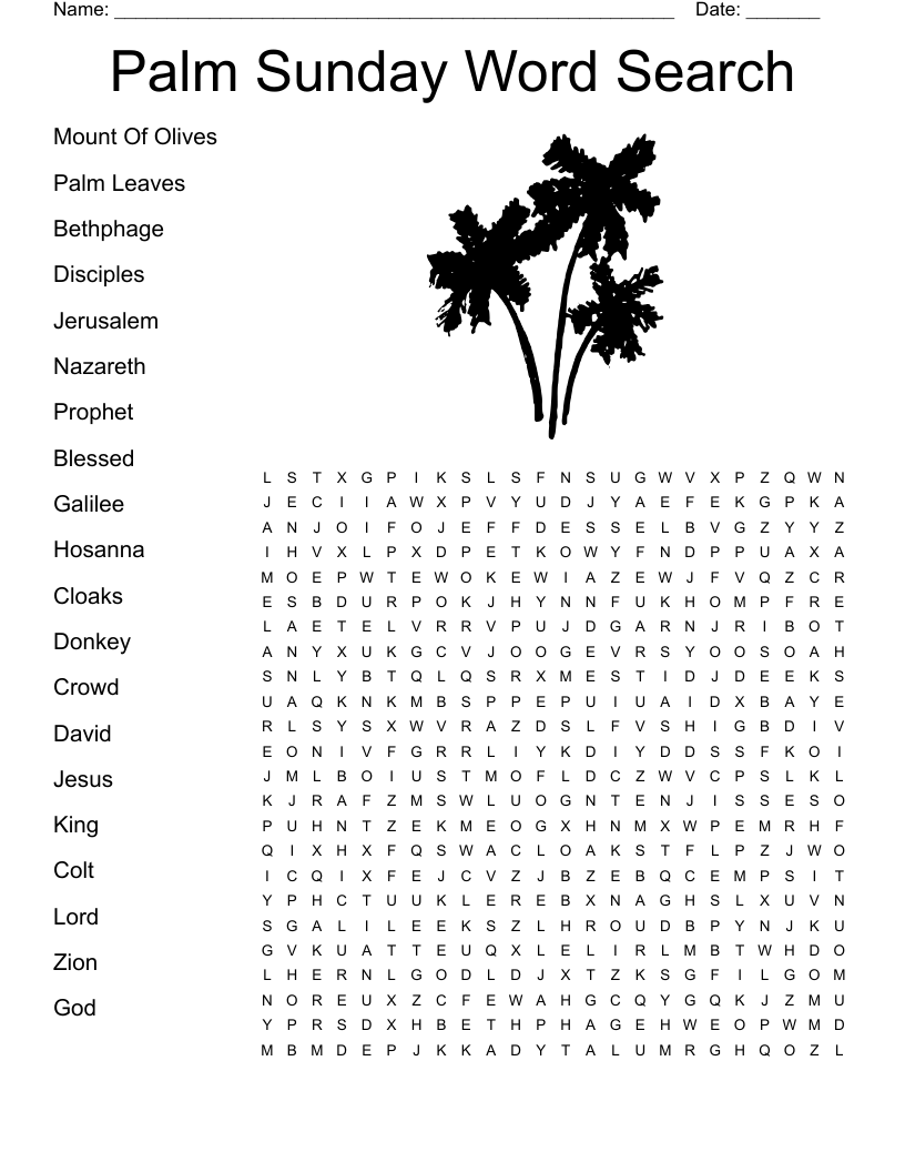 Palm Sunday Crossword WordMint