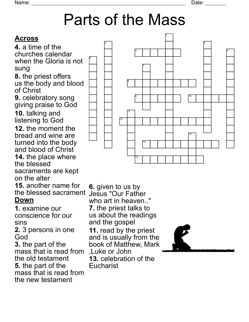 Parts Of The Mass Crossword WordMint