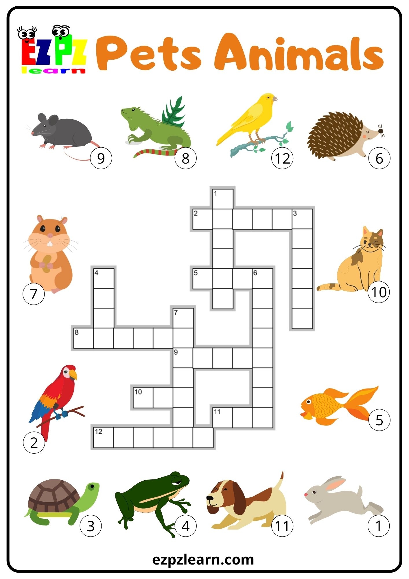 Pets Crossword Ezpzlearn Pets Crossword Ezpzlearn