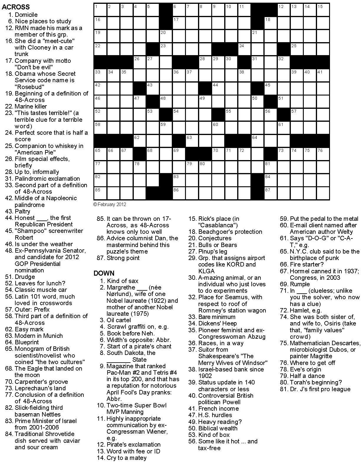 Political Crossword Puzzles