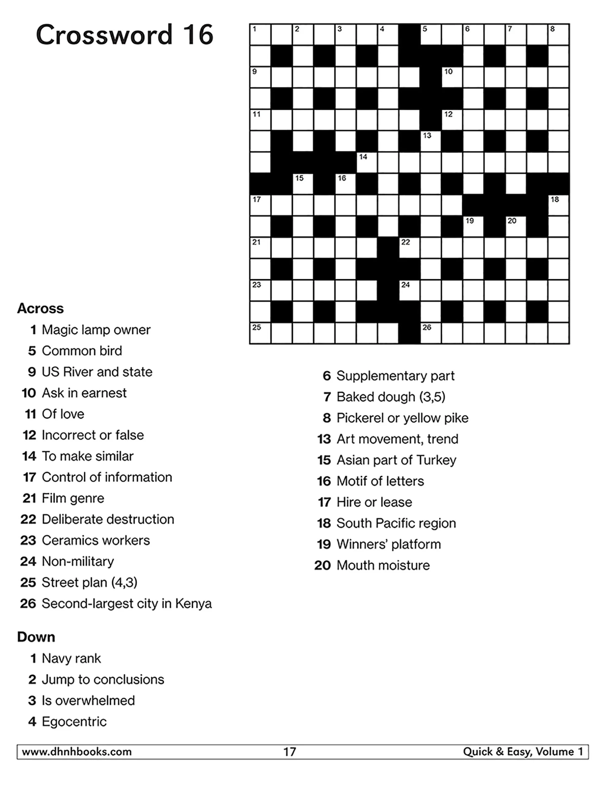 Print at home Quick And Easy Crossword Puzzles Vol 1 Digital Download Etsy