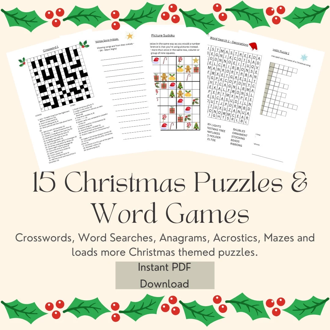 Printable 15 Christmas Puzzles Word Games And Activity Pages For Adults Etsy