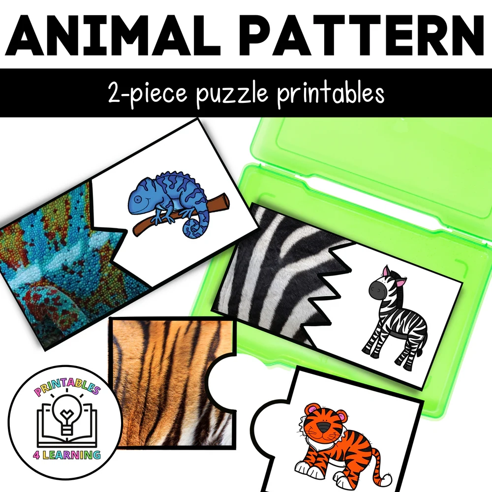 Printable 2 Piece Animal Puzzle For Preschoolers Parenting Chaos