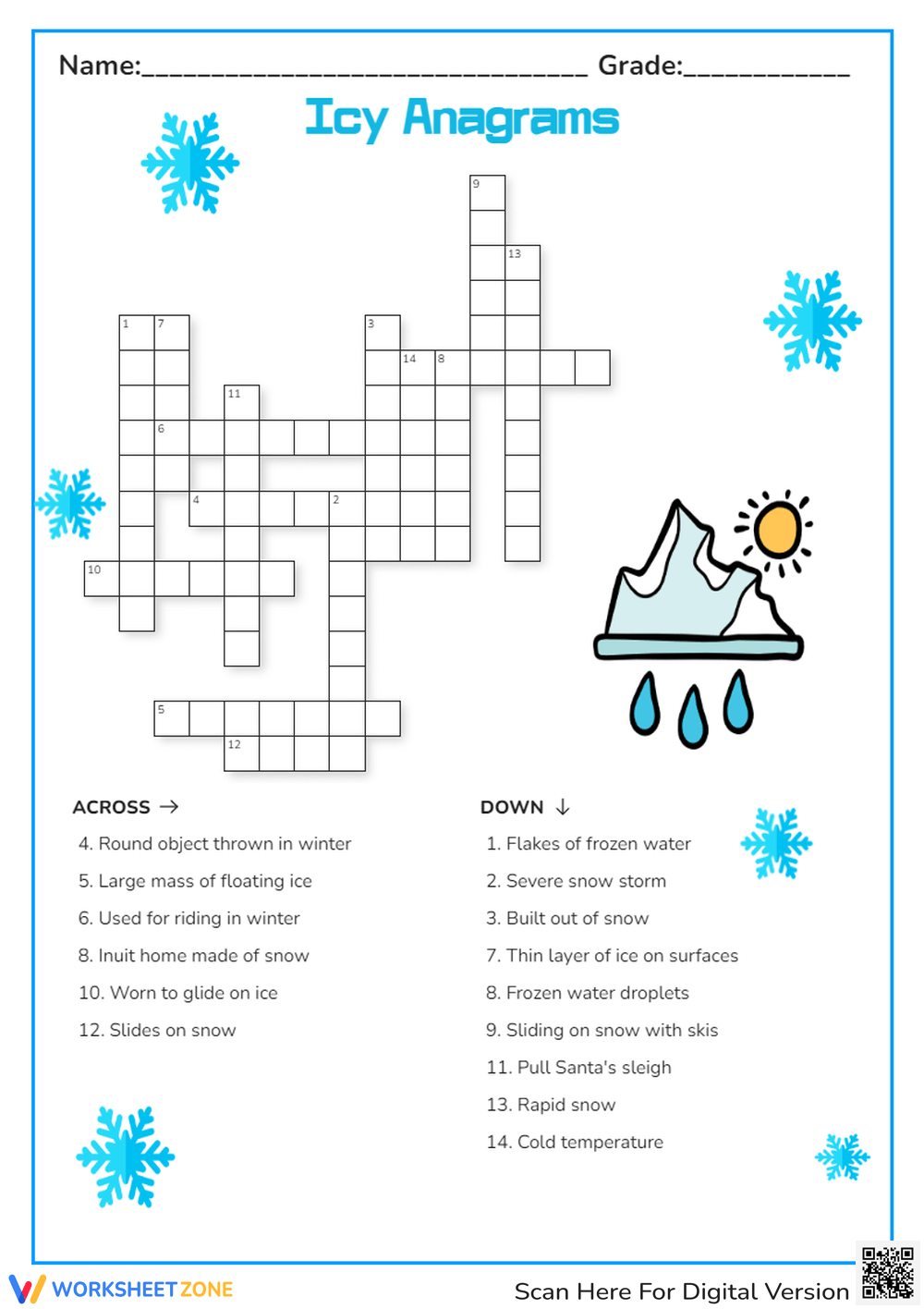 Printable 2nd Grade Crossword Worksheets