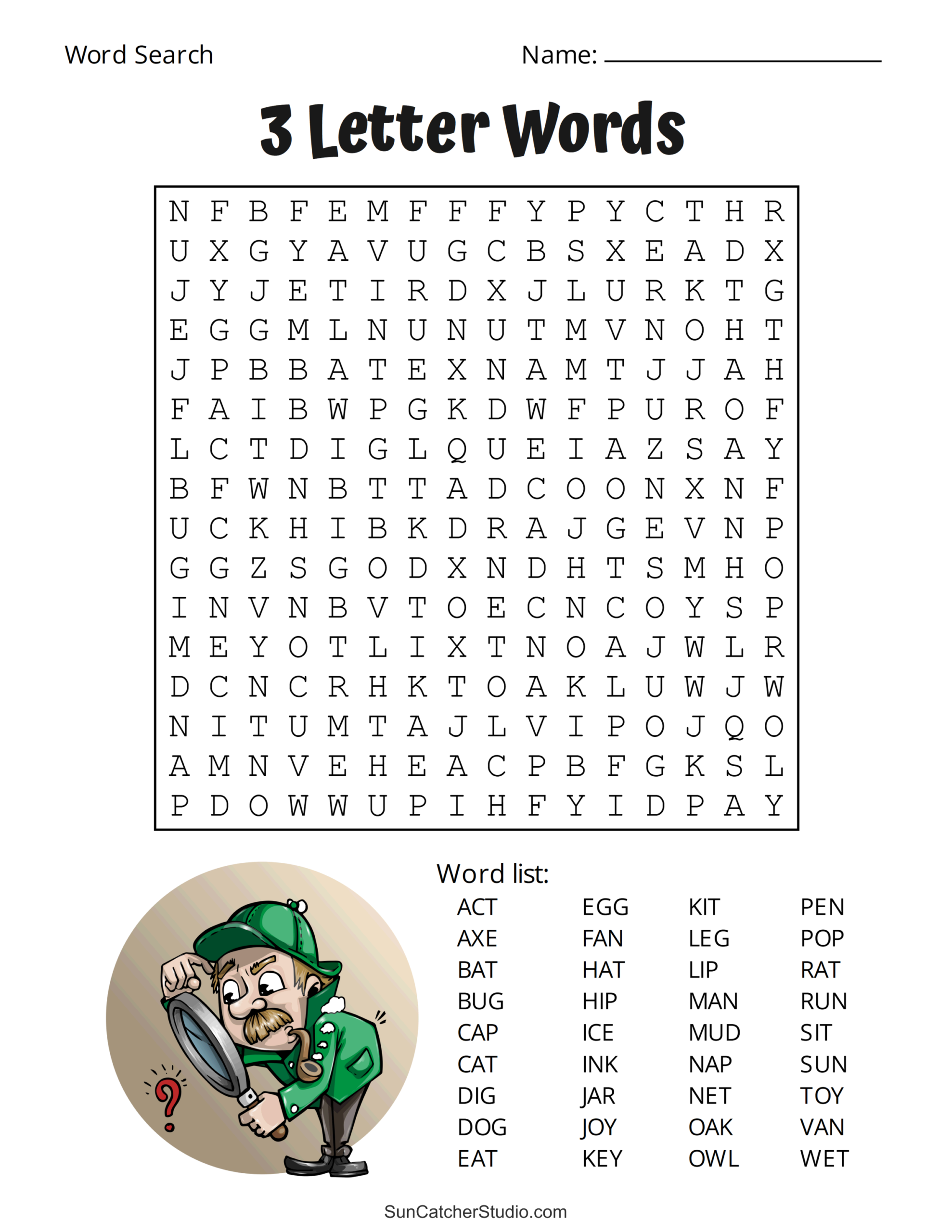 Printable 3 Letter Word Search Puzzles Word Find Free Printables Lettering SVG Files Tools Apps