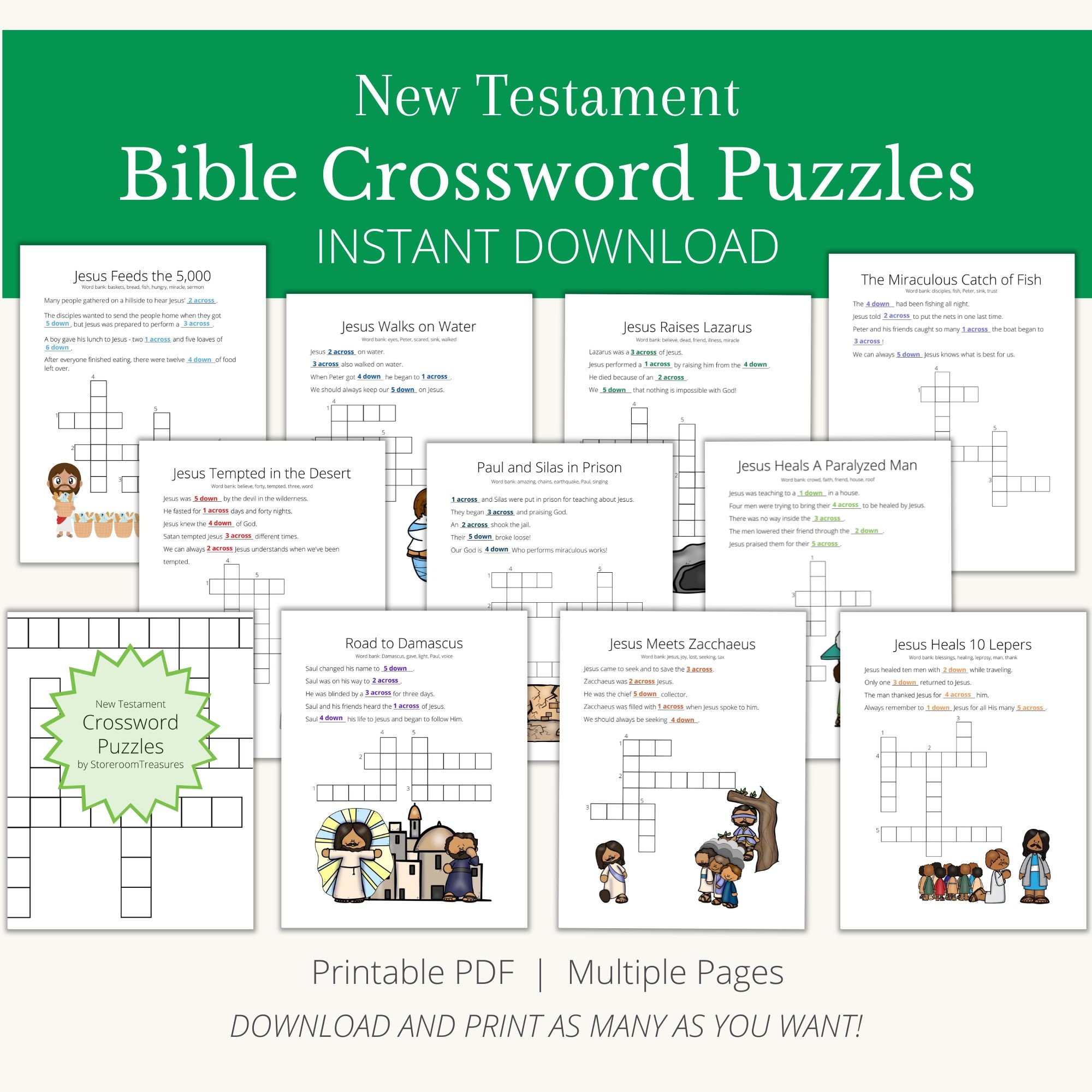 Printable Bible Activity Crossword Puzzles For Kids New Testament Classful