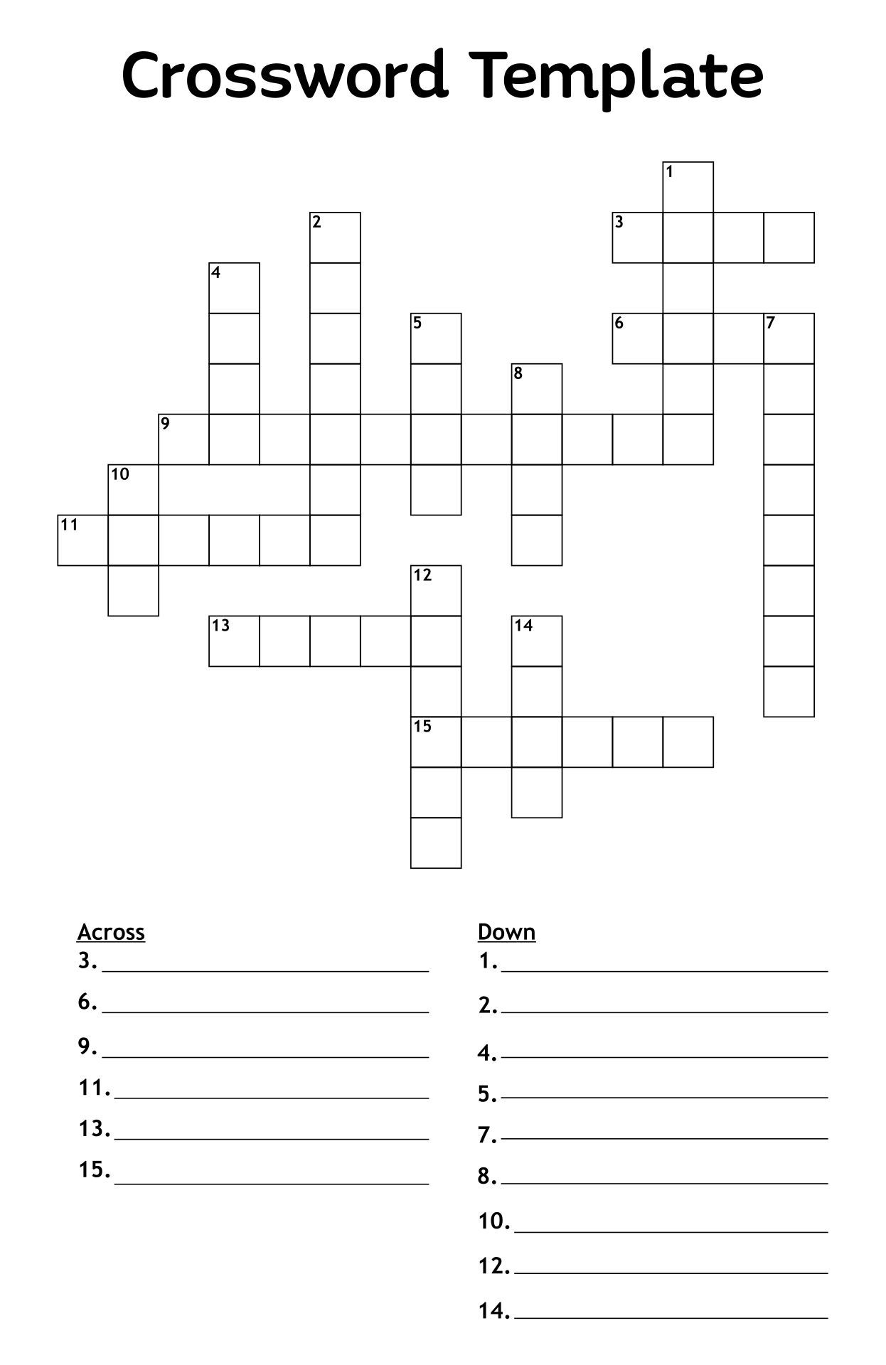 Printable Blank Crossword