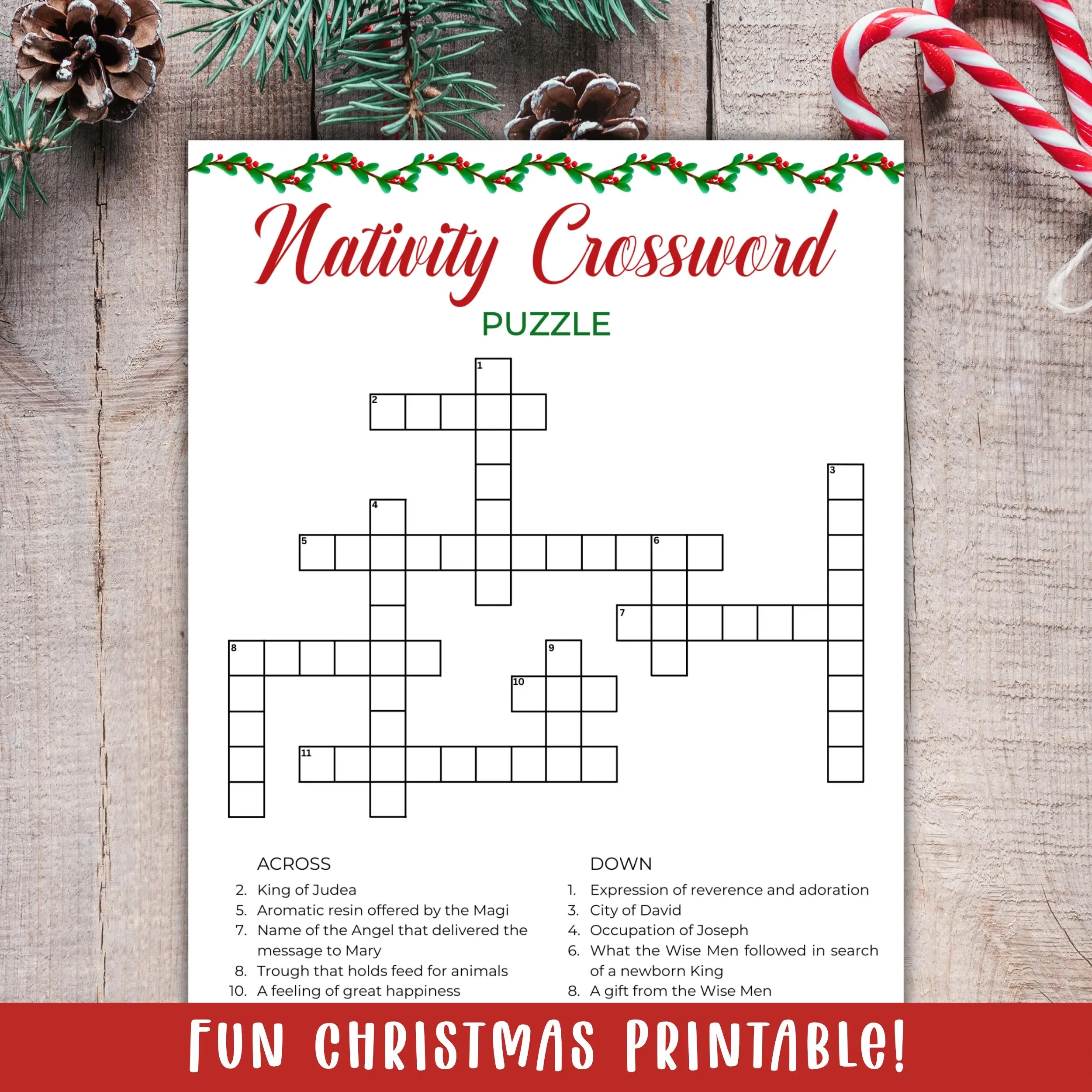 Printable Christmas Crossword Puzzle Bible Nativity Crossword Kids Christmas Puzzle Sunday School Worksheet Christian Party Game Etsy