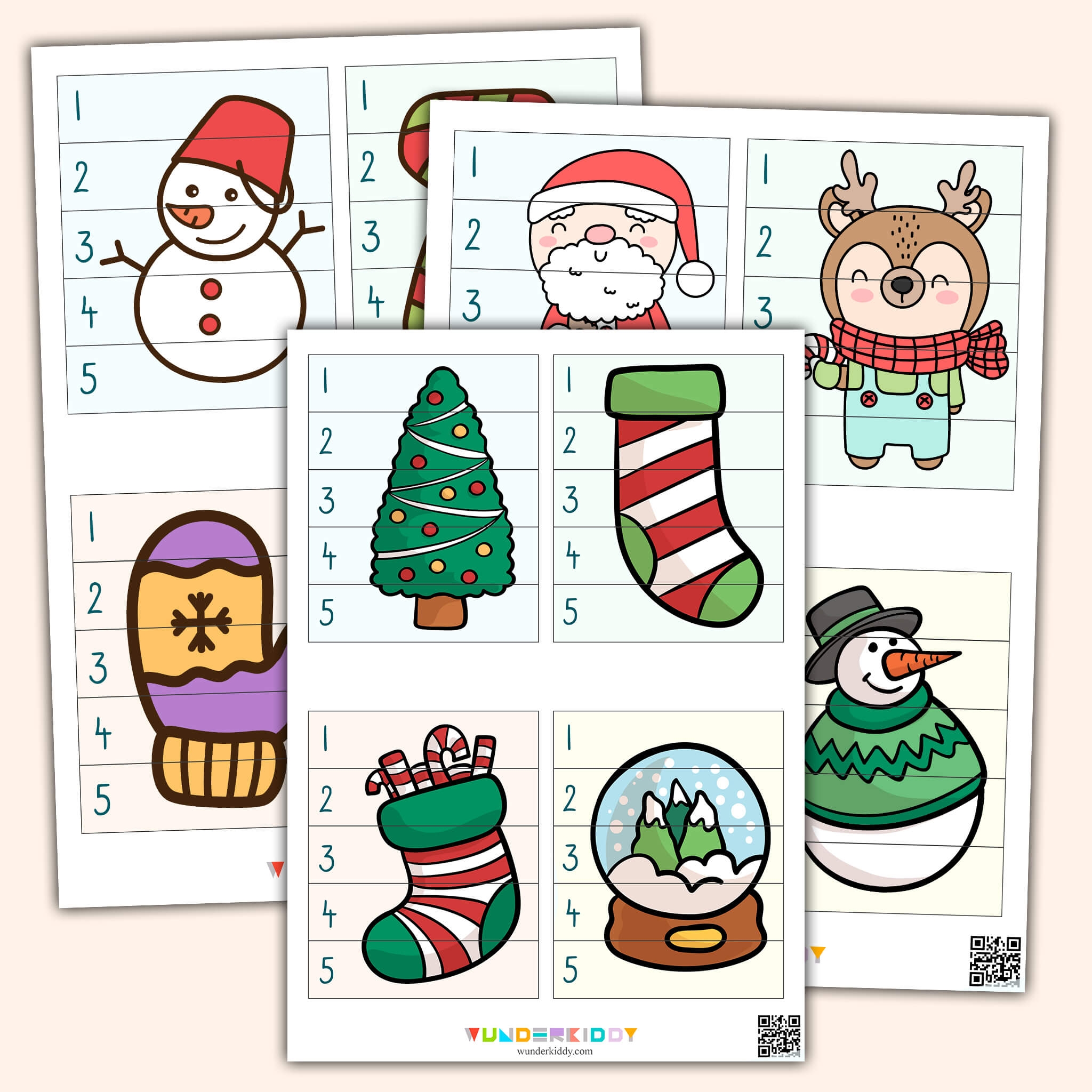 Printable Christmas Puzzle 1 5 Number Activity For Toddlers