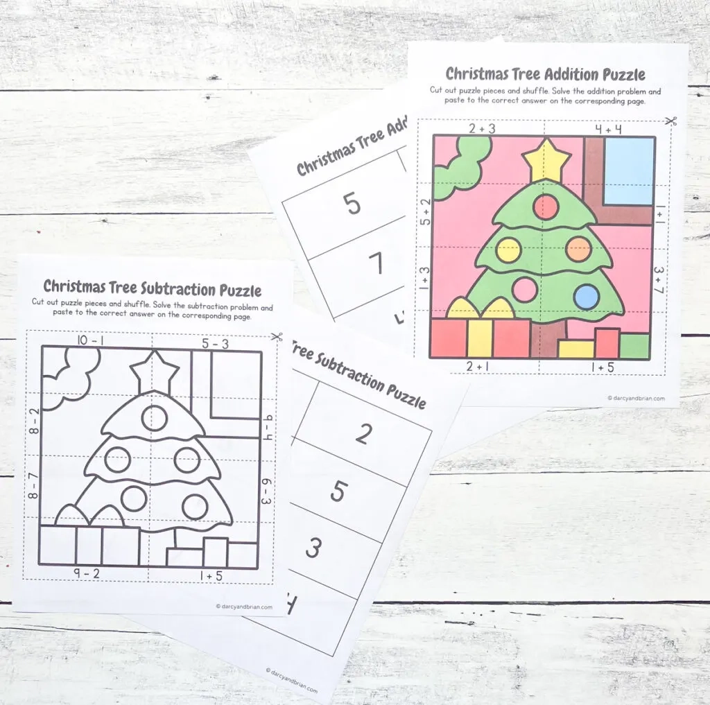 Printable Christmas Tree Math Puzzle For Kids